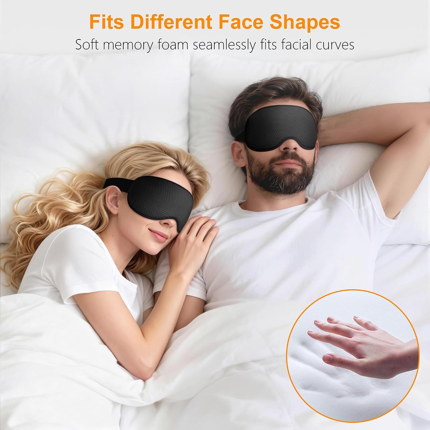 Gritin Schlafmaske für Seitenschläfer, Männer und Frauen, bequem, verbesserte 3D-Schlafmaske mit verstellbarem Gummiband, atmungsaktive Lichtblockierung, ergonomische Augenmaske für Nickerchen, Flugzeuge usw. – Bild 5