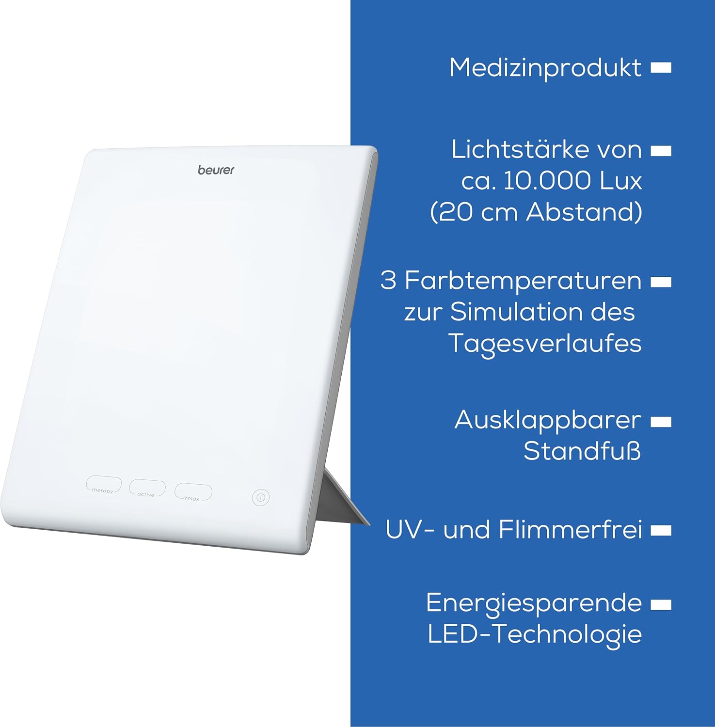 Beurer TL 45 Perfect Day Tageslichtlampe, Simulation von Tageslicht mit 3 Farbtemperaturen für einen geregelten Tag-/Nachtrhythmus, Human Centric Lighting, ideal für den Arbeitsplatz oder den Heimgebrauch – Bild 8
