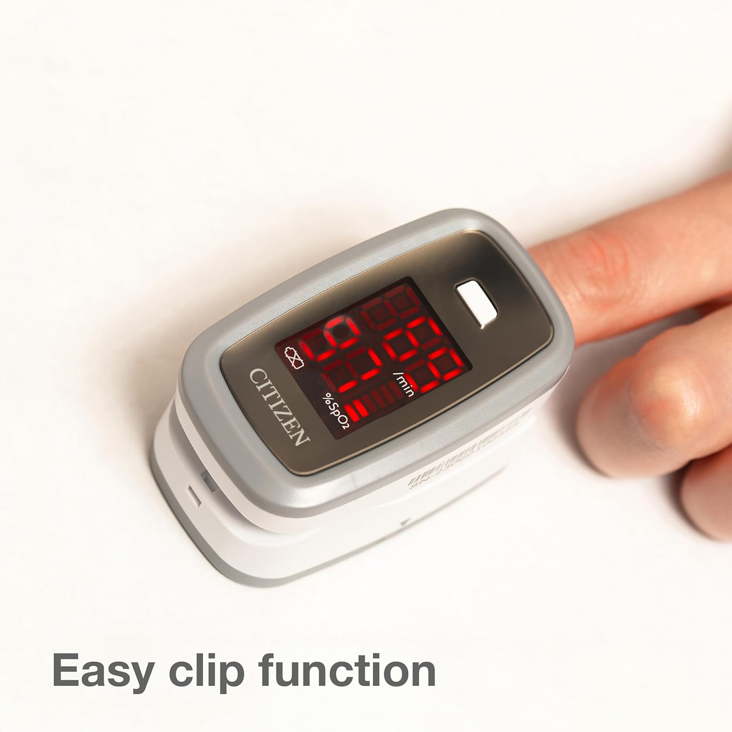 Citizen Fingerpulsoximeter CMS50DL1 Sauerstoffmessgerät Pulsmesser | Zuverlässige SpO2-Kontrolle für zu Hause, Ein-Knopf-Bedienung, großes LCD-Display und Trageband, inklusive 2 x AAA-Batterien