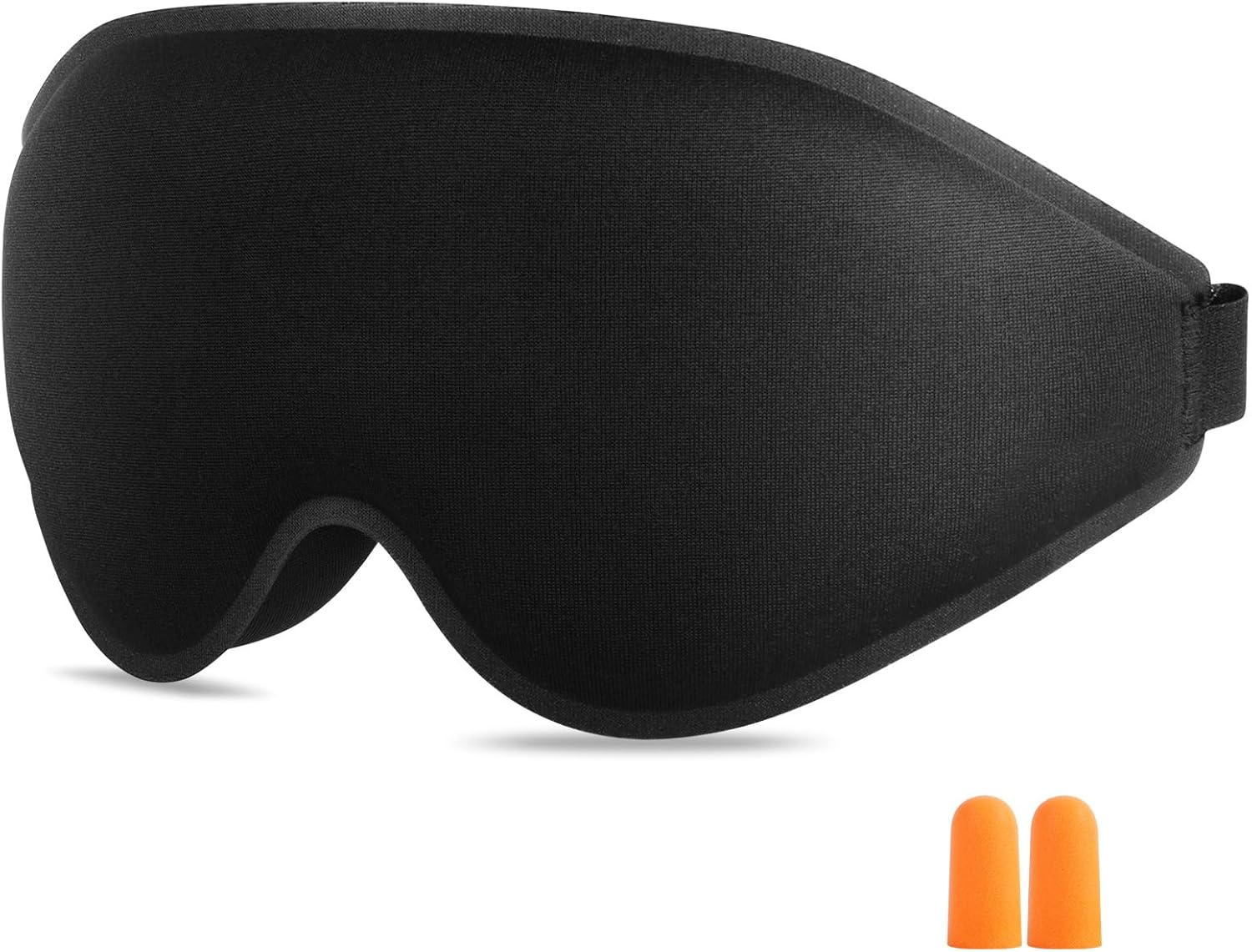 URAQT 3D-Schlafmaske für Seitenschläfer, 3D-Schlafmaske mit Augenhöhlen, Augenmaske zum Schlafen ohne Augendruck für Männer und Frauen mit verstellbarem Gummiband, 1 Paar Ohrstöpsel, Schwarz – Bild 9