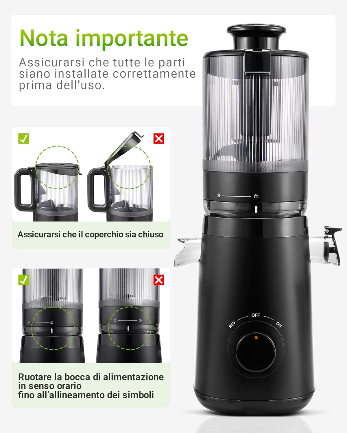 TUUMIIST Slow Juicer mit 135 mm extra großem Einfüllschacht, Entsafter für Gemüse und Obst, Testsieger, anwendbarer Entsafter für ganzes Obst und Gemüse, BPA-frei, glänzendes Schwarz – Bild 6