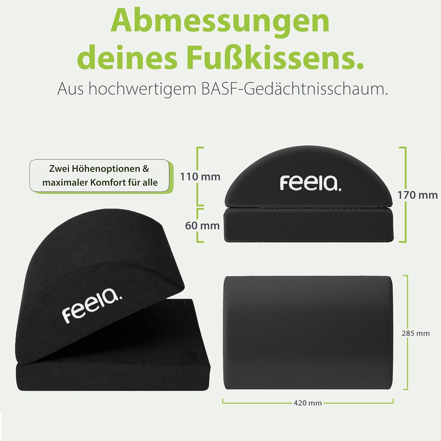 Feela. Schreibtisch-Fußstütze (Vergleichssieger) – Premium-Schaumstoffkern, höhenverstellbarer Fußhocker (rutschfest), ergonomische Fußstütze für Schreibtisch, Heimbüro-Zubehör, Fußhocker (schwarz) – Bild 5