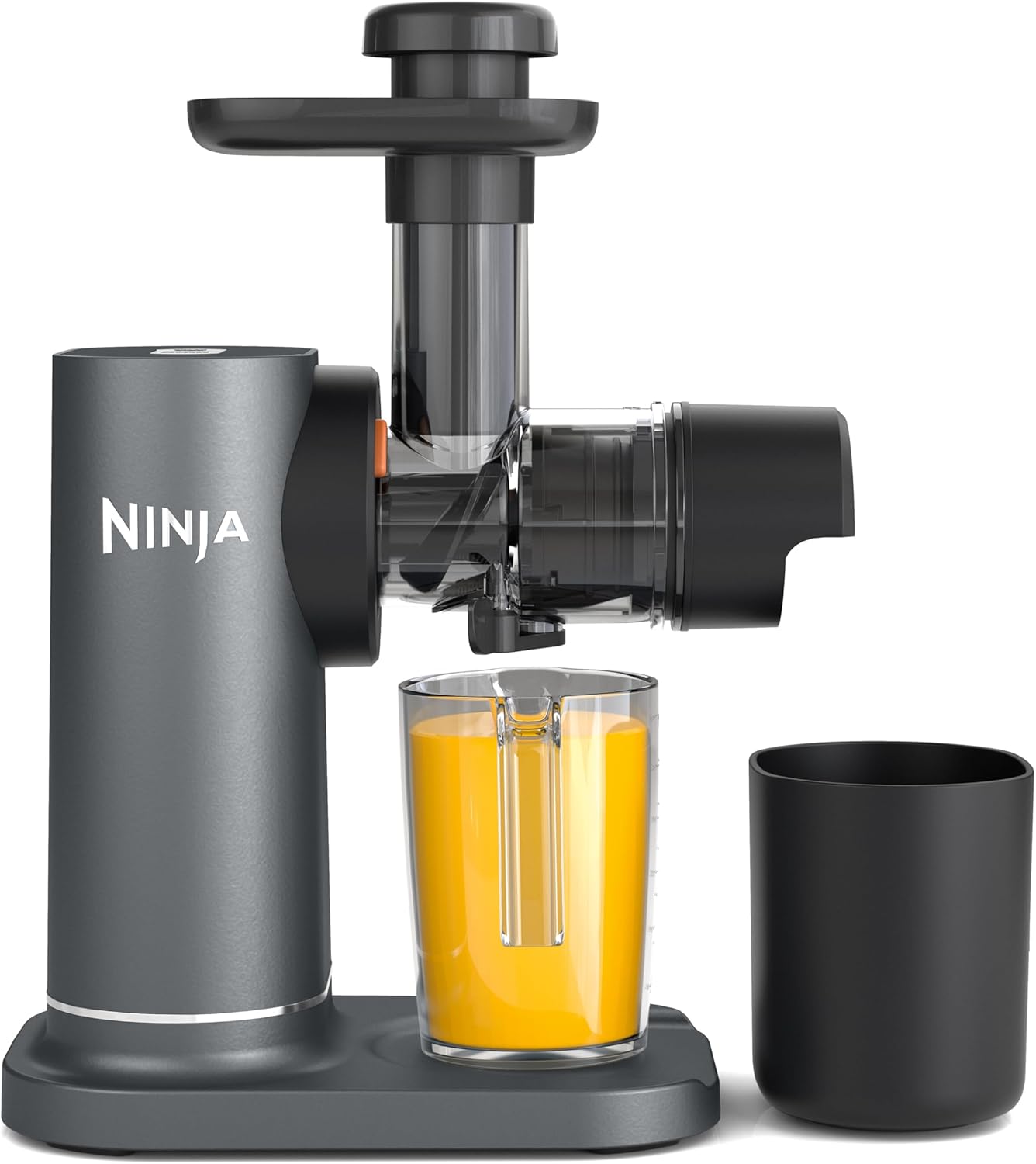 Ninja Kaltpress-Entsafter für Gemüse und Obst mit 700-ml-Becher und 1,1-l-Fruchtfleischbehälter, für frische Säfte, Getränke und Wellness-Shots, kompakt, spülmaschinenfest und abnehmbare Teile, Grau JC151EU