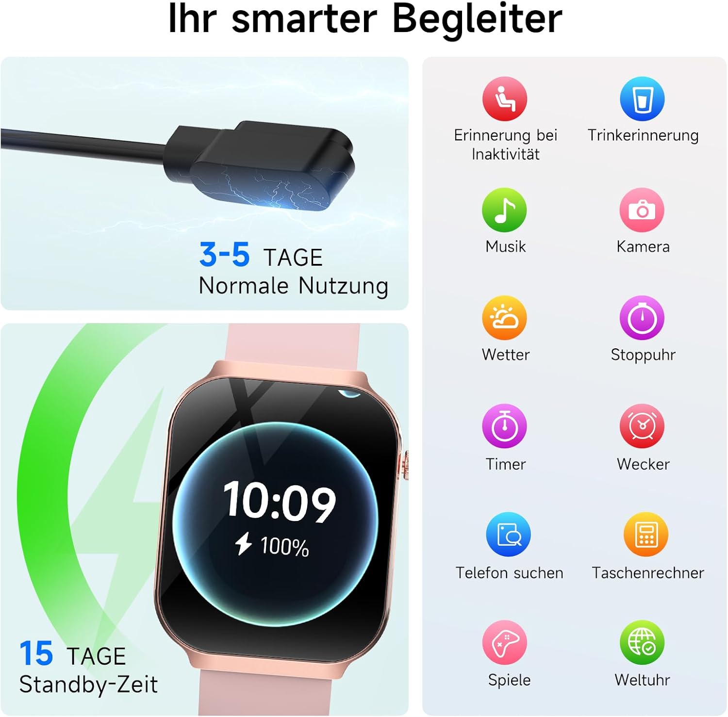 2026 Damen-Smartwatch mit EKG + HRV/BMI/Mikro-Gesundheitscheck, 2,2-Zoll-Upgrade-Gesundheitsuhr mit 3D-gebogenem Display und 24-Stunden-Herzfrequenz-Schlafmonitor für Android/iOS – Bild 7