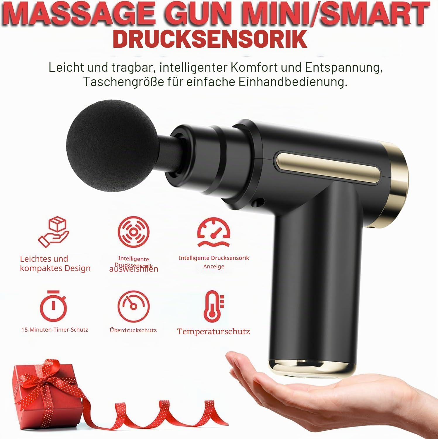 Cotsoco Mini-Massagepistole – Muskel-Percussion-Massagegerät mit 4 Massageköpfen, leise und tragbar, Tiefengewebe-Massagepistole für Rücken, Beine, Schultern und Nacken – Geschenk für Sport und Zuhause – Bild 5