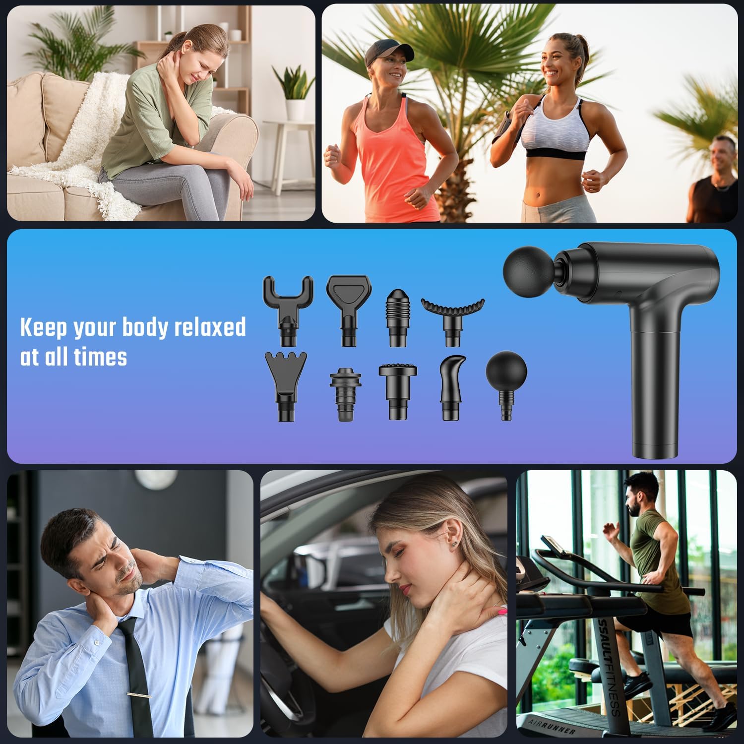 Massagepistole mit Wärmefunktion, Muskel-Percussion-Massagegerät, Massagepistole mit LED-Touchscreen, 20 Geschwindigkeiten, 10 Massageköpfe, Tragetasche, leise elektrische Massagepistole – Bild 7