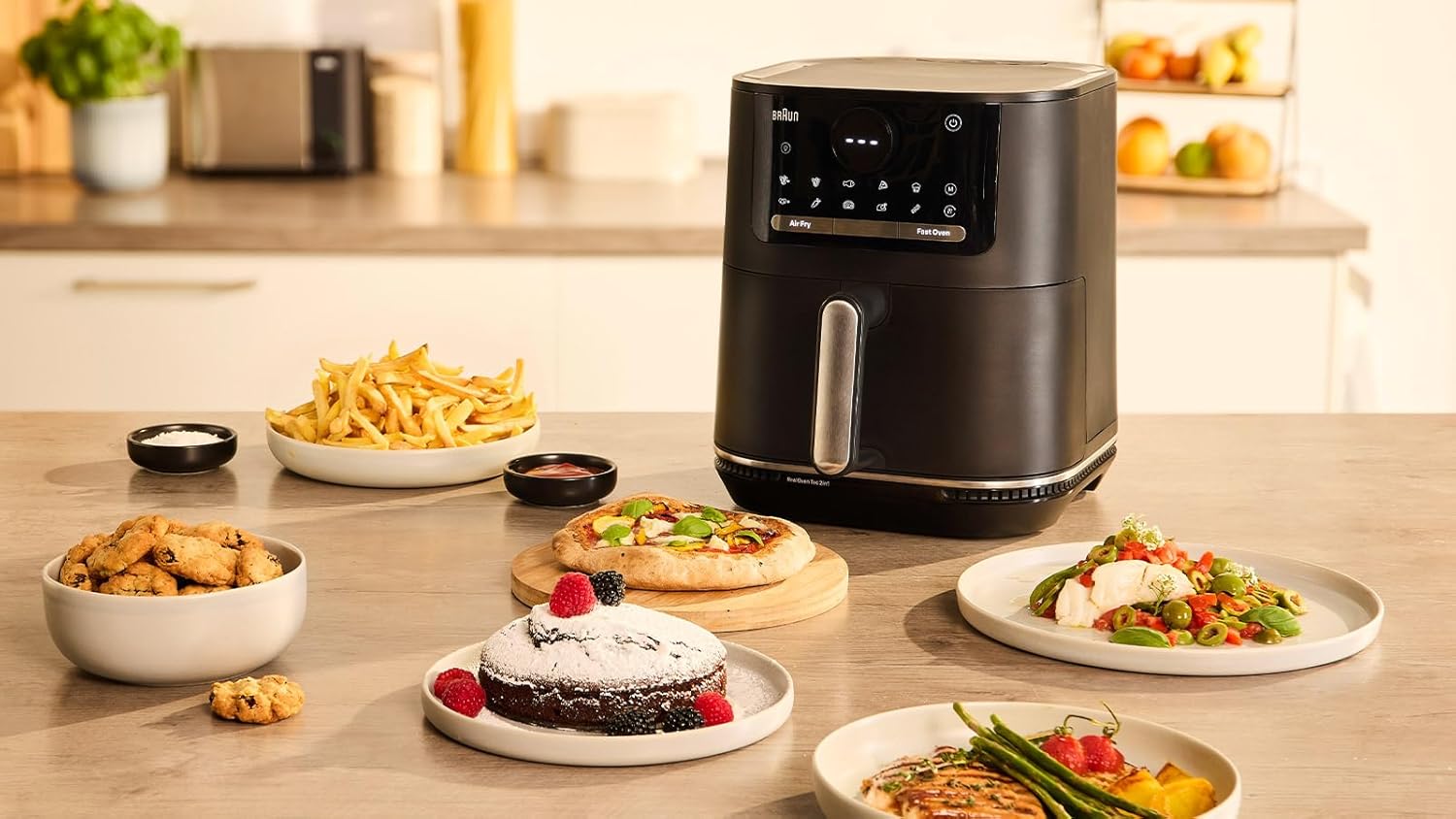 Braun MultiFry 5 – 2-in-1-Heißluftfritteuse mit Backfunktion, PFAS-freie Keramikbeschichtung im Garkorb, 15 Garprogramme, 6 L Fassungsvermögen, Ober-/Unterhitze, kein Vorheizen, Schwarz (HF5054IBK) – Bild 6