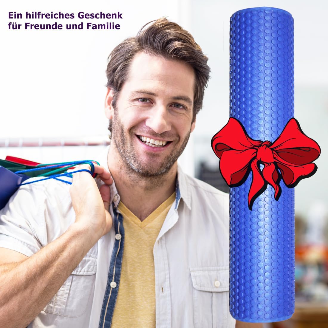 Mittlere Faszienrolle für Rücken, Wirbelsäulenmassage, Rückendehner, Durchmesser 9,5 cm x 43 cm (Ozeanblau), Yoga, Pilates, Faszienschaumrolle für Nacken- und Rückenschmerzen, Triggerpunktbehandlung – Bild 2