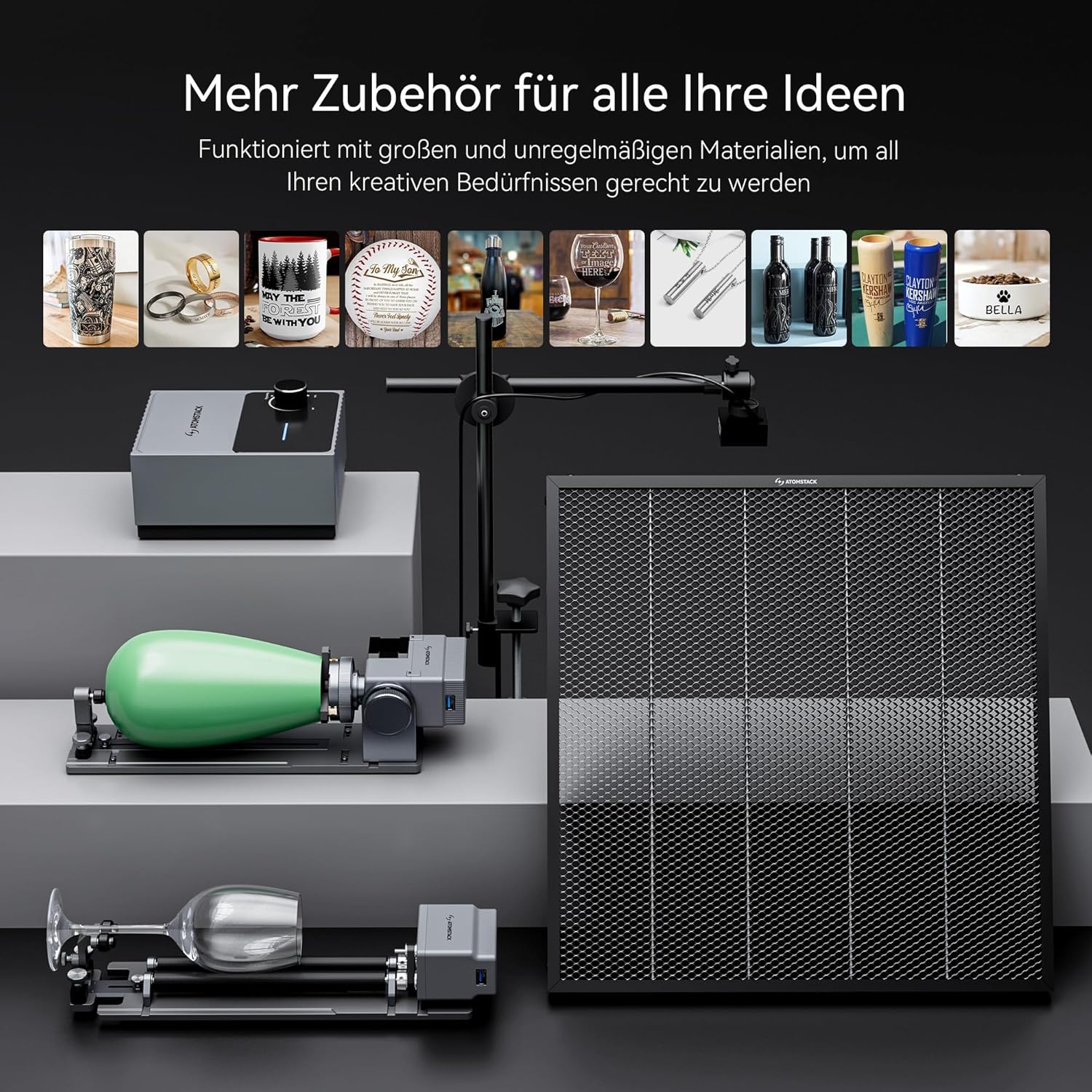 ATOMSTACK Swift 12 W Lasergravurmaschine, Lasergravierer für Heimwerker, Chargenanpassung, Serie Laserschneider, 0,01 mm, hochpräziser Laserschneider für Holz und Leder, Gravurfläche 300 × 300 mm (SWIFT 12 W, Schwarz) – Bild 7