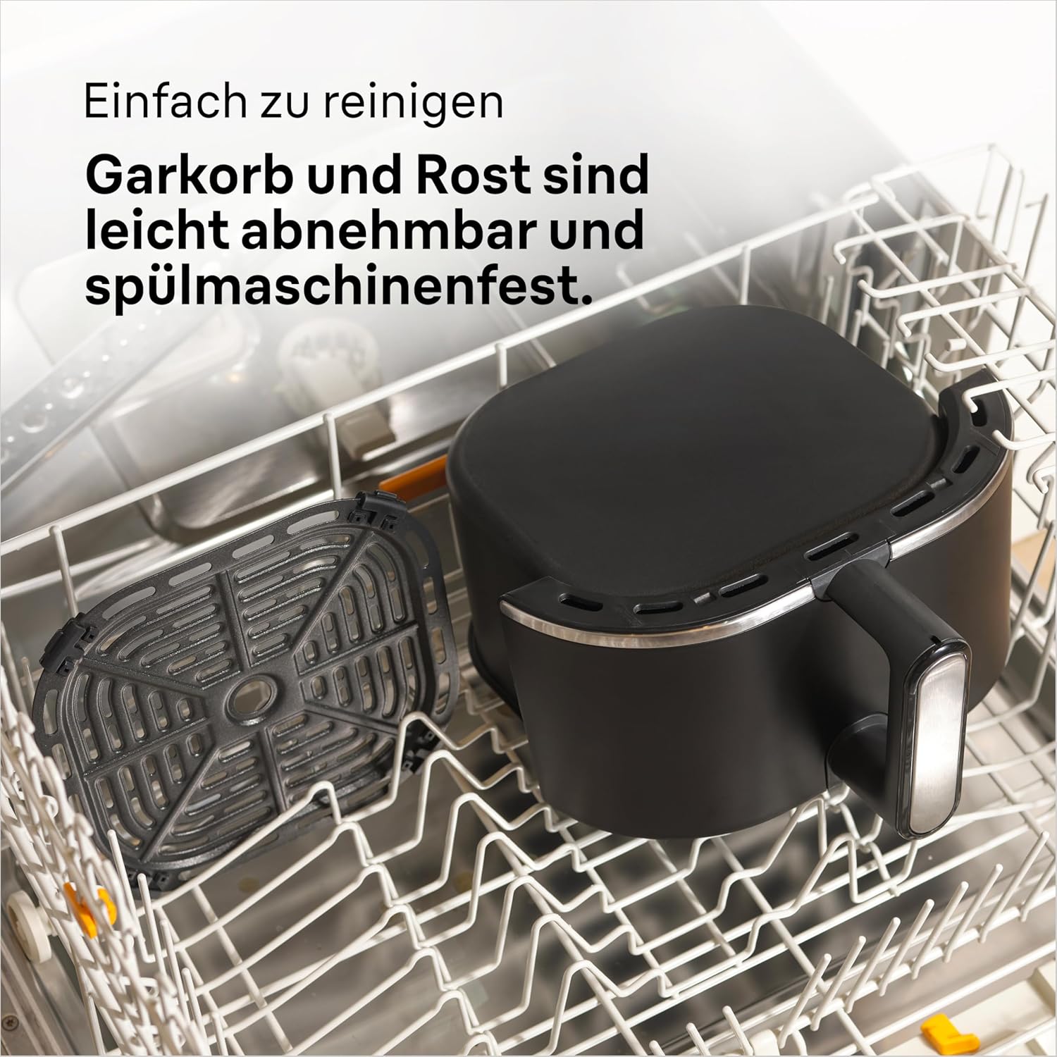 Braun MultiFry 3 HF 3030 Heißluftfritteuse, 4,3 l, 1500 W, digitale Temperaturregelung, 80-200 °C, Timer, 8 Programme, Touch-Steuerung, Antihaftbeschichtung, Garkorb & Rost, spülmaschinenfest, Schwarz – Bild 8