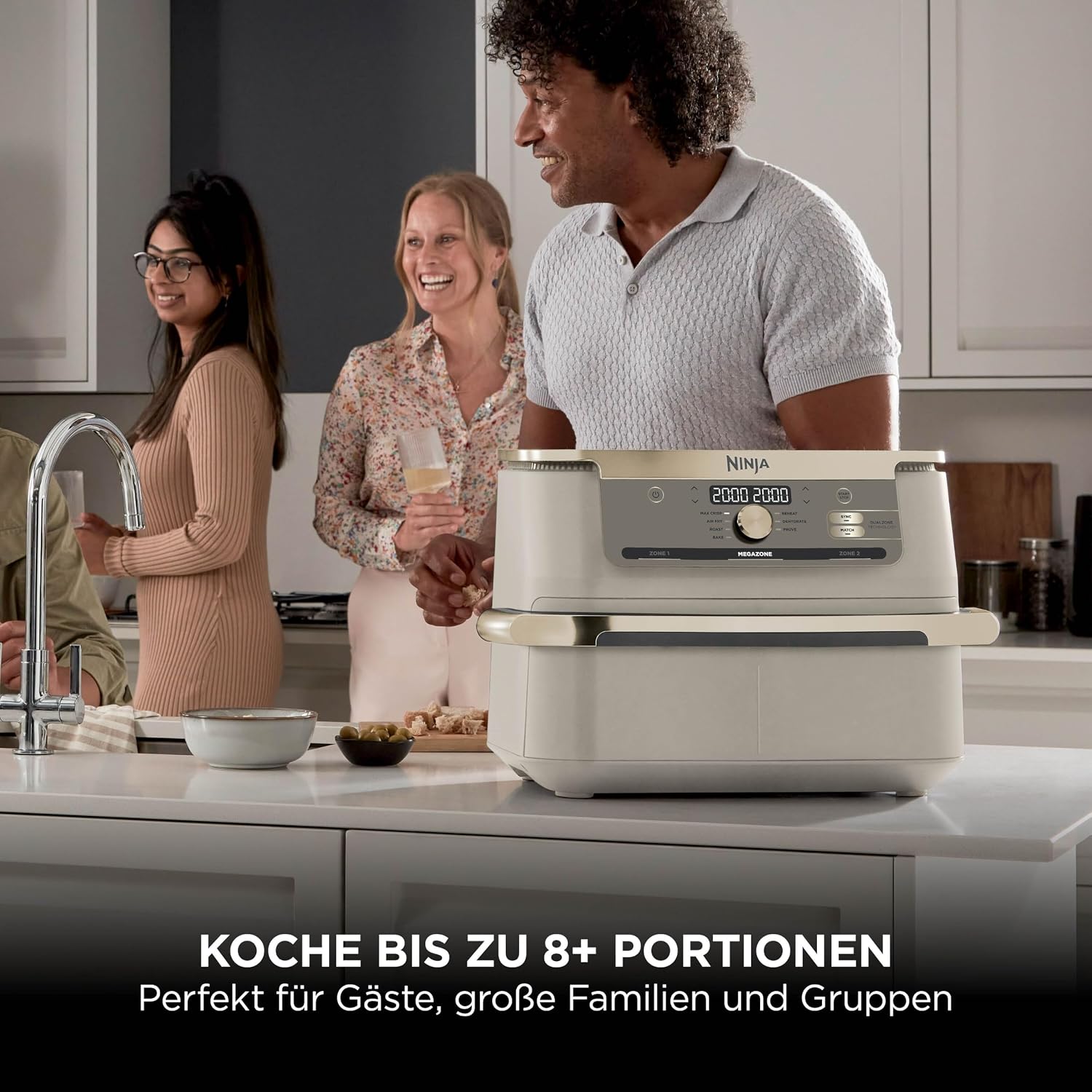 Ninja Foodi FlexDrawer Heißluftfritteuse, Dual-Zone, lässt sich in MegaZone 10,4 l umwandeln, Dual-Zone, mit wenig bis gar keinem Öl, antihaftbeschichtete, spülmaschinenfeste Teile, Stone Gold AF500EUSD – Bild 9