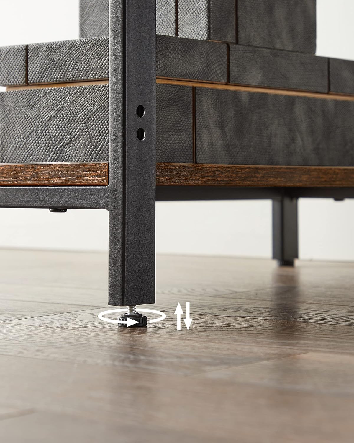 VASAGLE LWD046B01 Schreibtisch, Computertisch, PC-Schreibtisch, Bürotisch mit 2 Ablagen auf der rechten oder linken Seite, für Büro, Wohnzimmer, Stahlgestell, Industriedesign, Vintage-Braun/Schwarz – Bild 8