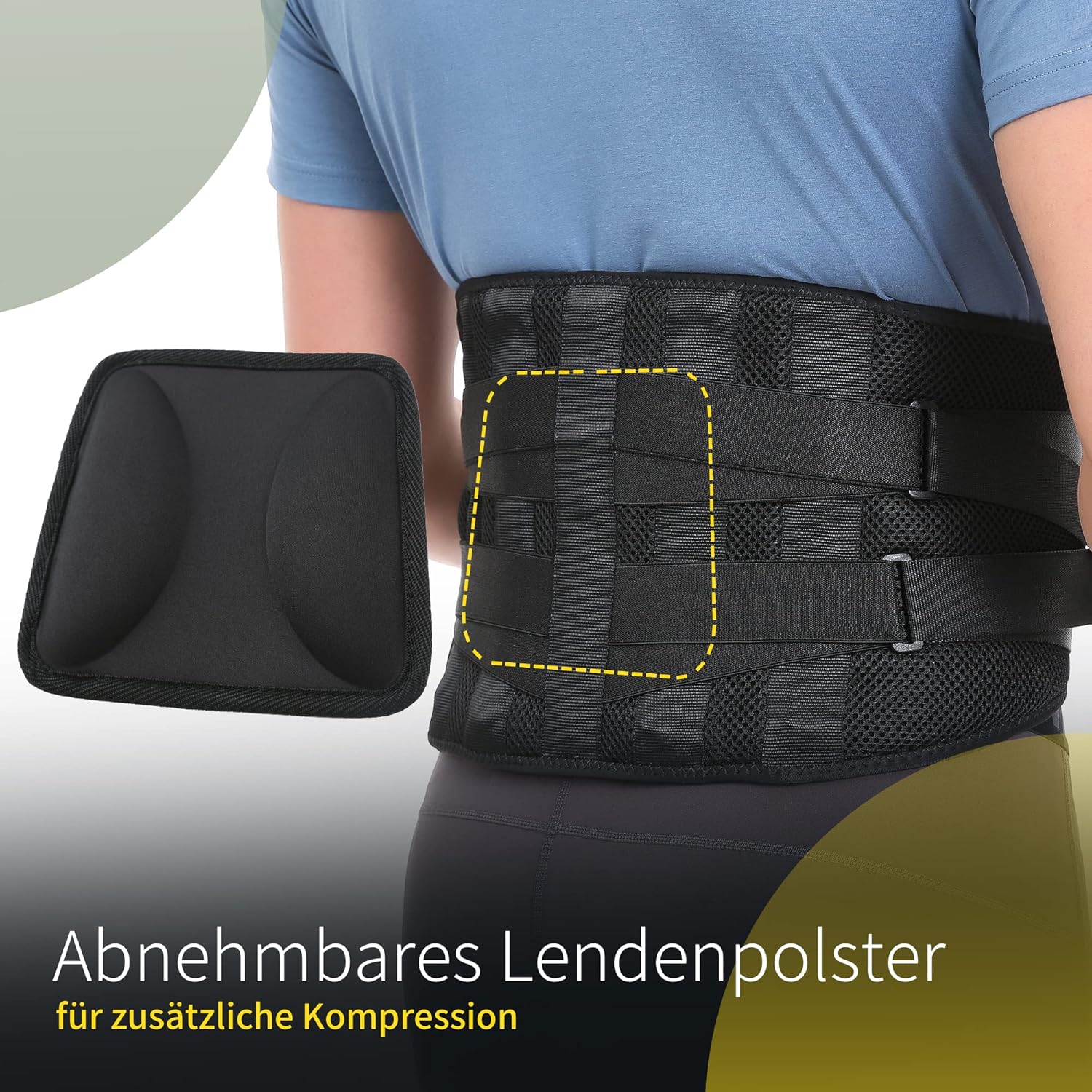 BraceUP Rückenstütze mit Lendenkissen – Rückenstütze, Rückenstützgürtel, Lendenwirbelstütze für Damen und Herren (L/XL) – Bild 3