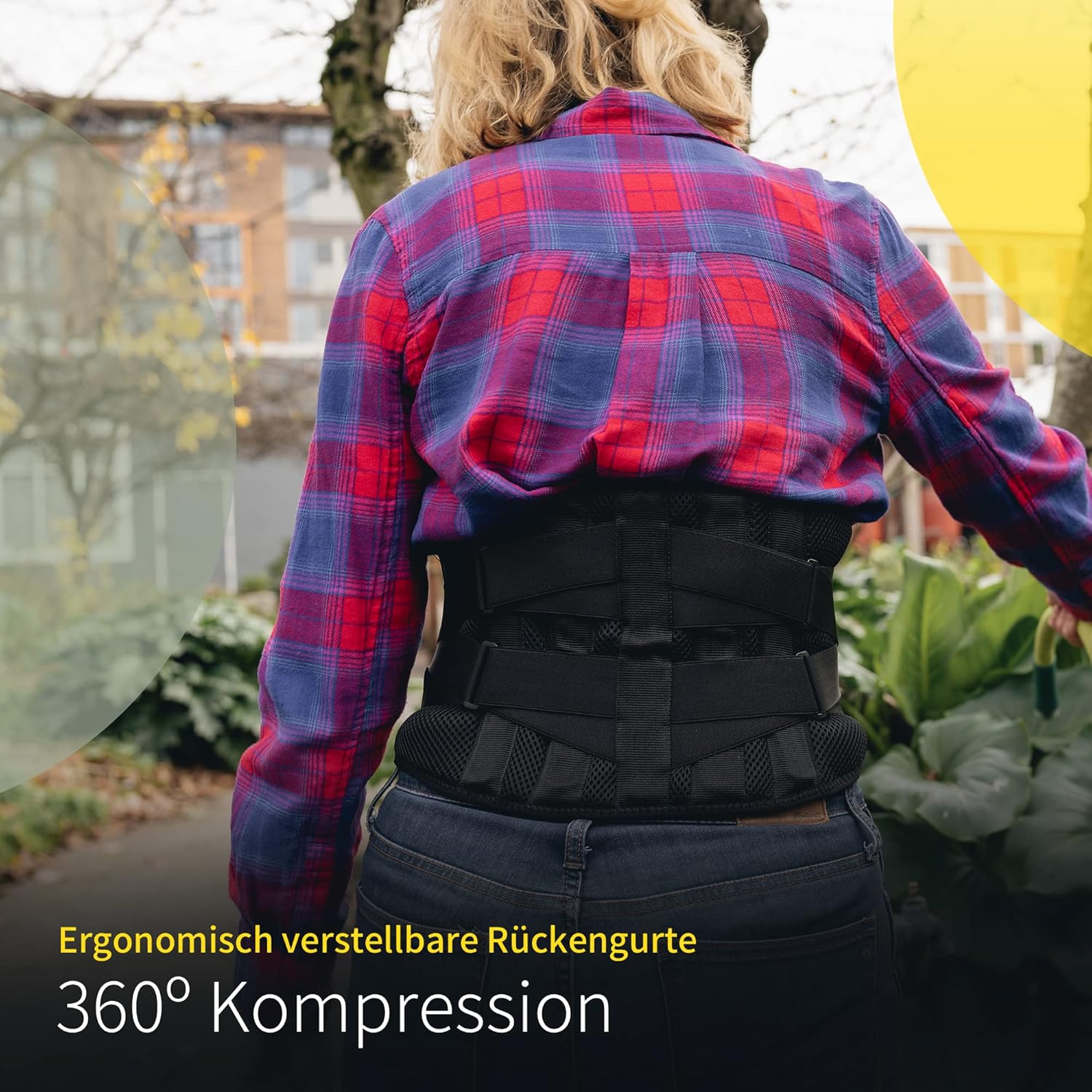 BraceUP Rückenstütze mit Lendenkissen – Rückenstütze, Rückenstützgürtel, Lendenwirbelstütze für Damen und Herren (L/XL) – Bild 4
