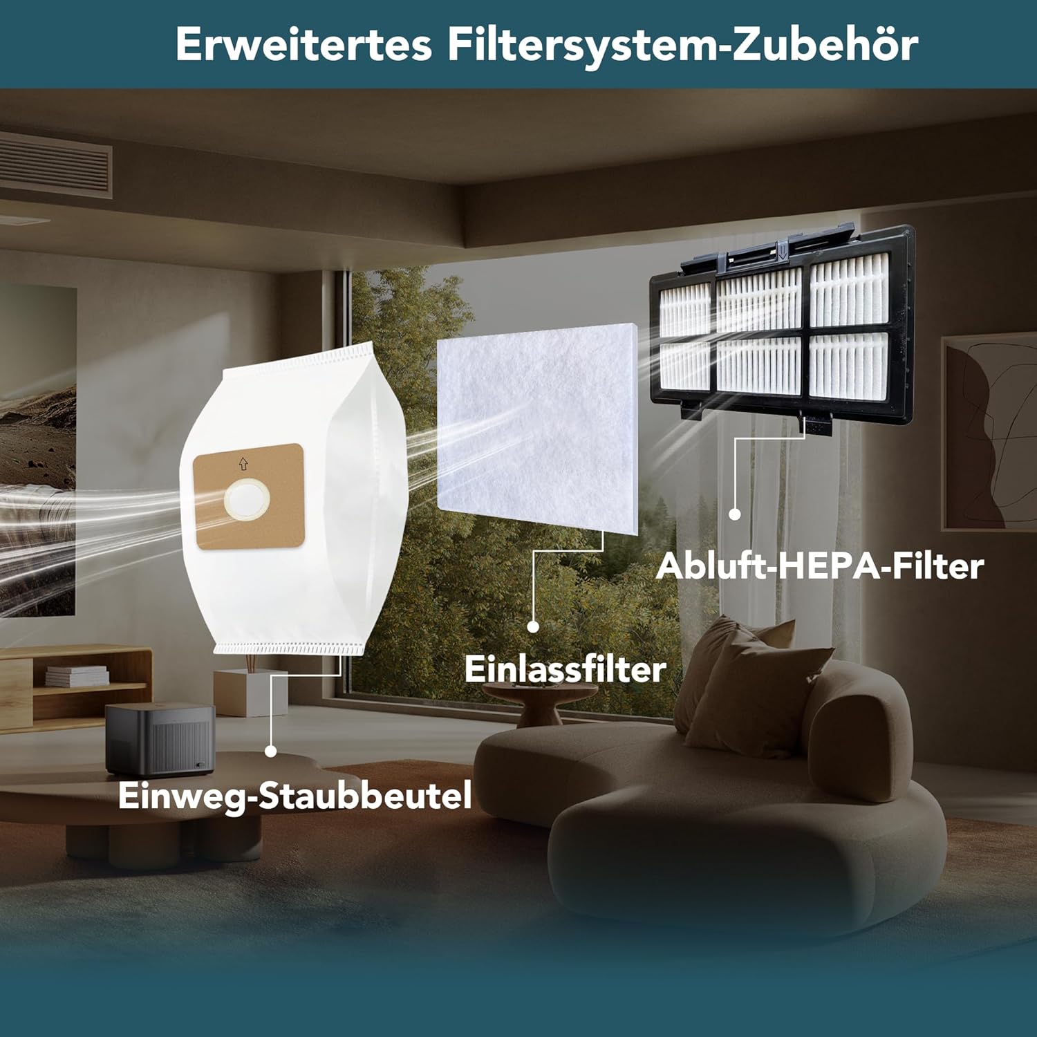 Akitas C5 Staubsauger mit Beutel, 850 W starke Saugleistung, 9 m Aktionsradius, HEPA-Filter für Allergiker und Haustiere, Wessel-Werk Bodendüse, inklusive 3 Zubehörteilen, kompakt und leicht – Bild 7