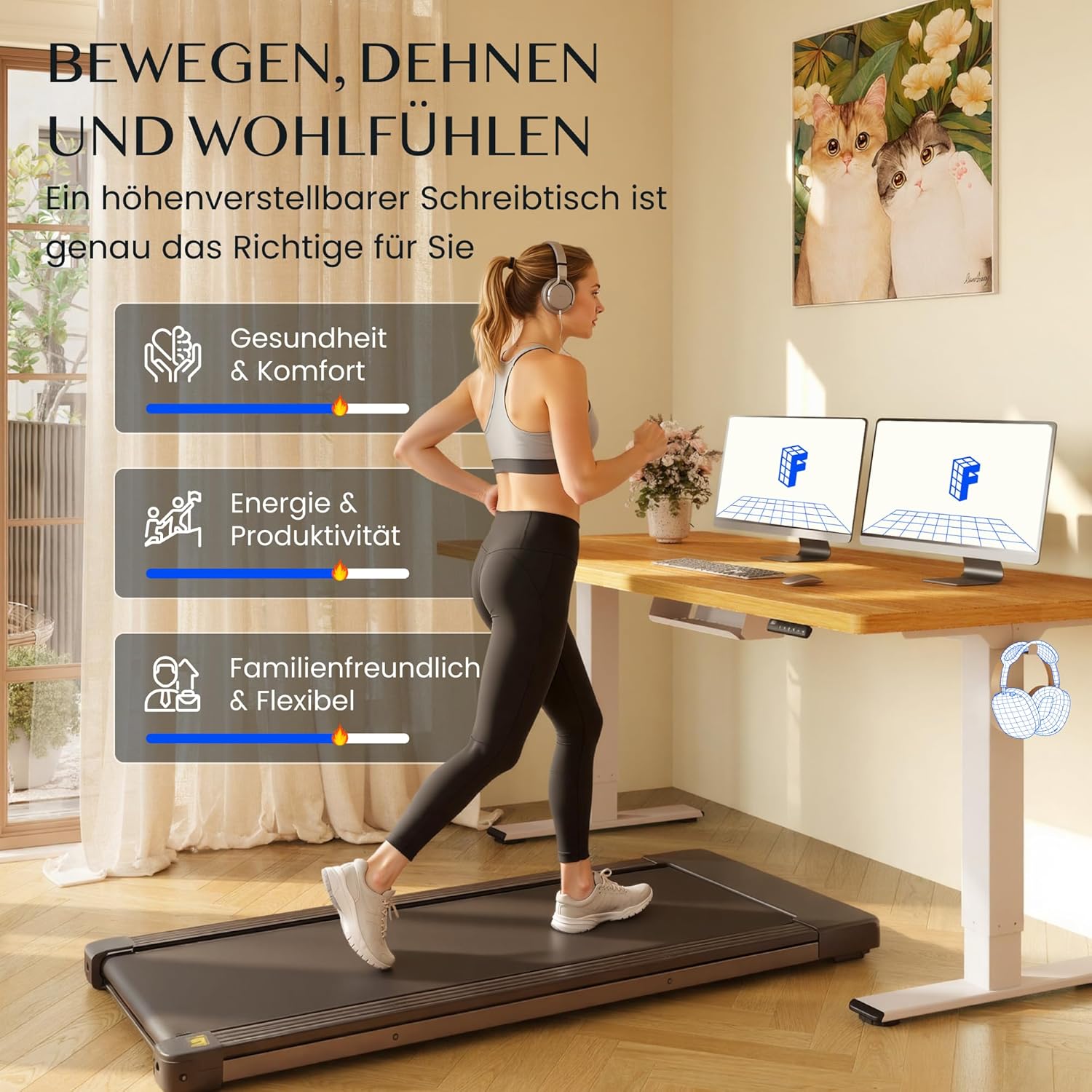 FLEXISPOT Höhenverstellbarer Schreibtisch, zweimotoriger elektrischer Schreibtisch, 25 mm einteilige Tischplatte, mit Untertischschublade und Stauraum, LED-Höhenanzeige mit Memory-Funktion, schwarz – Bild 15