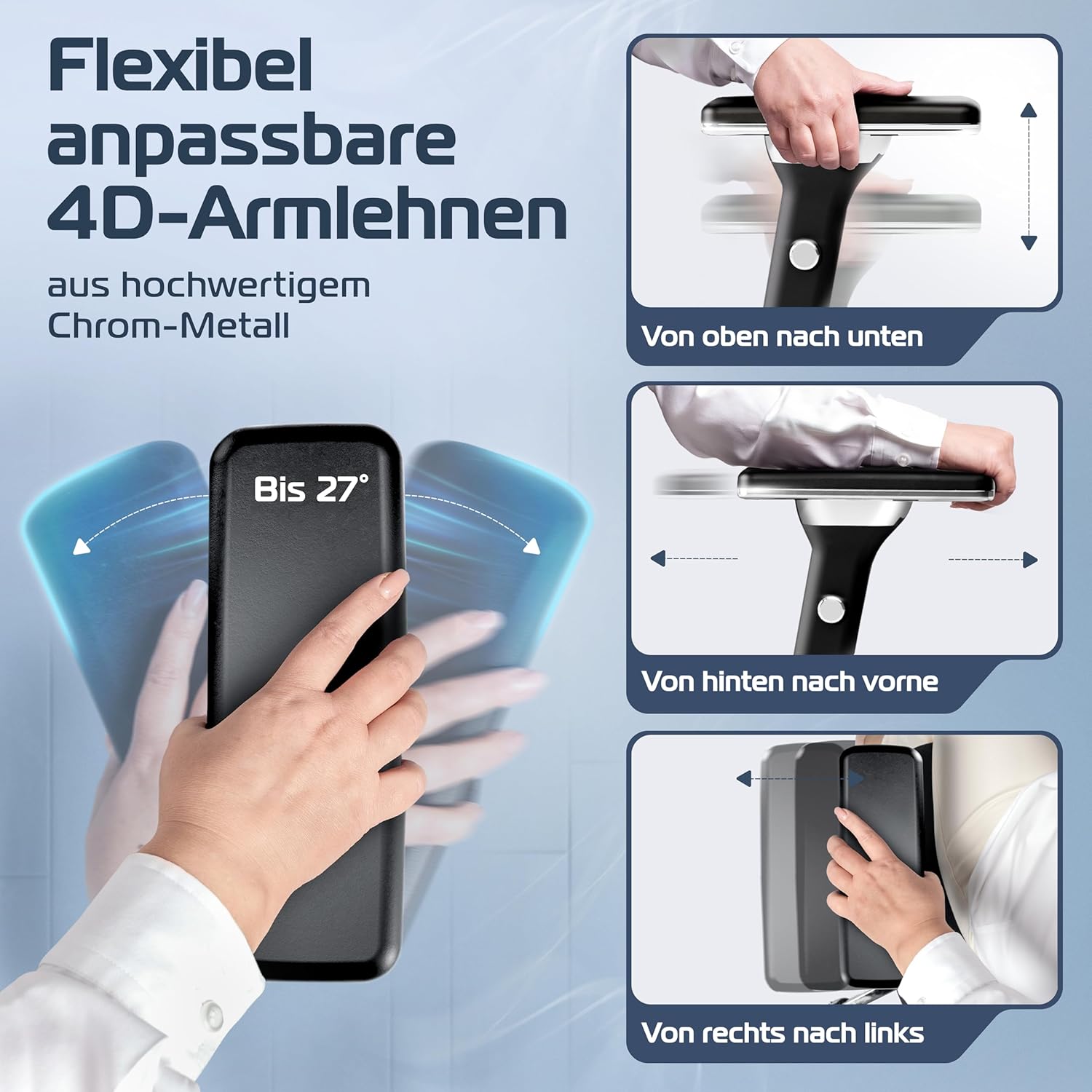 CLOUVOU ProSeat Ergonomischer Bürostuhl (Testsieger), Schreibtischstuhl, 100 % individuell verstellbar, Bürostuhl & Gaming-Stuhl, Computerstuhl, Home-Office-Stuhl, ergonomischer Drehstuhl, 150 kg – Bild 4