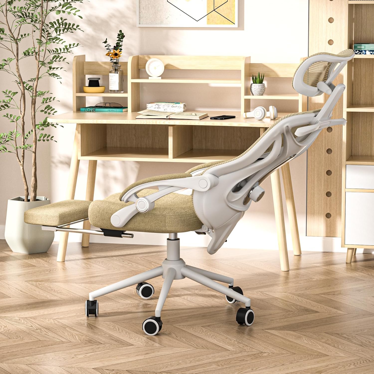 CYKOV Ergonomischer Bürostuhl mit Fußstütze, Bürostuhl & Gaming-Stuhl 150 kg+, 90-160° verstellbare Rückenlehne, verstellbare Lendenwirbelstütze und Kopfstütze, PC-Stuhl & Drehstuhl für Home Office