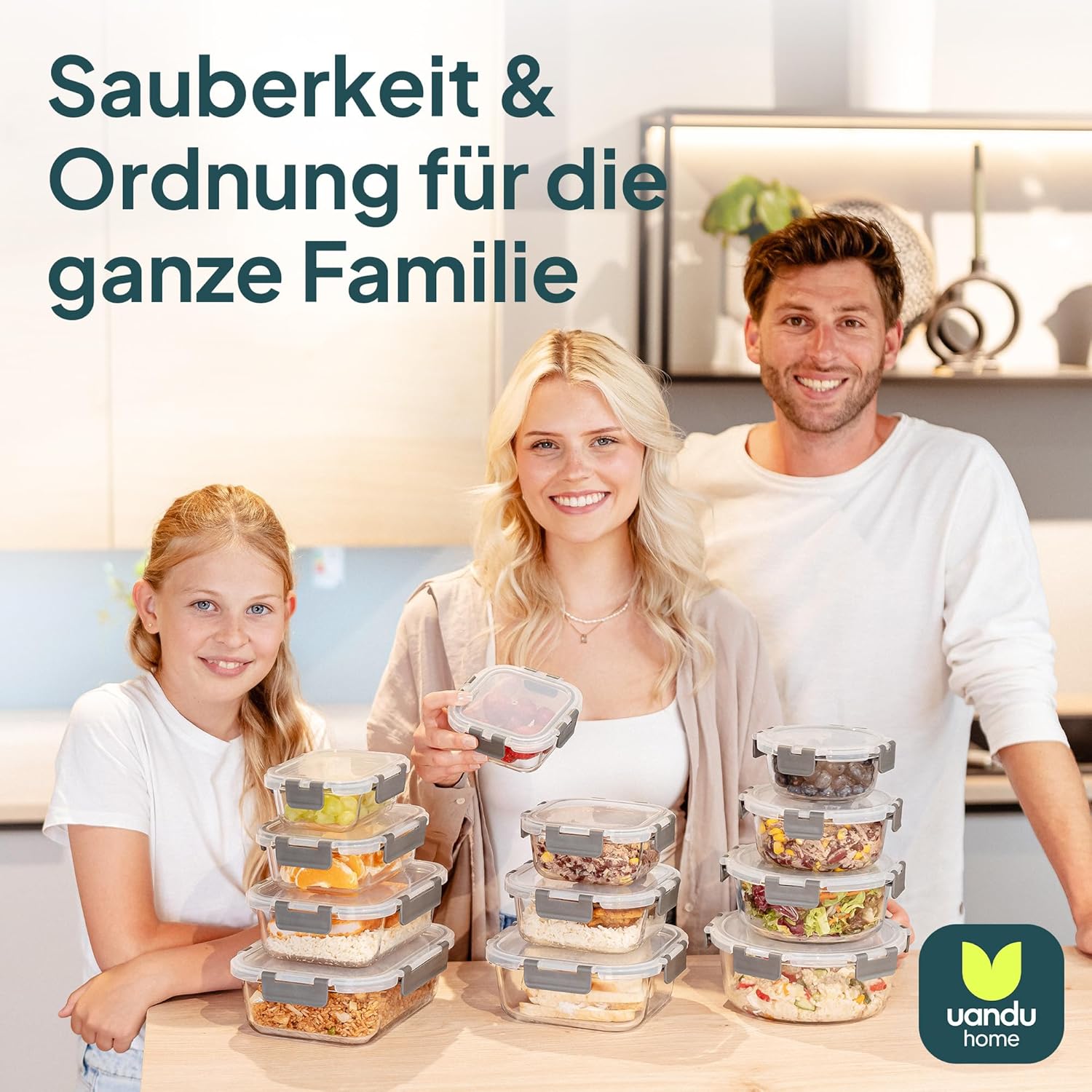 uandu Glasbehälter mit Deckel, 24-teiliges Borosilikatglas mit Deckel, Meal-Prep-Gläser, Frischhaltedosen aus Glas mit Deckel, Glasdosen mit Deckel-Set, Meal-Prep-Boxen aus Glas (12 Behälter, 12 Deckel) – Bild 7