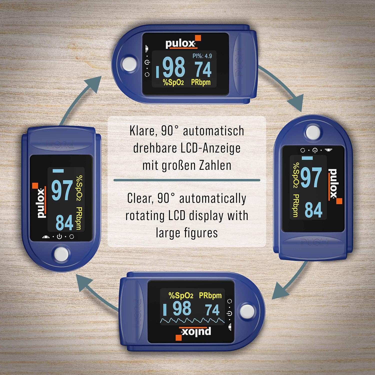 Pulsoximeter PULOX PO-200 Solo Fingerpulsoximeter zur Messung von Puls und Sauerstoffsättigung am Finger | Mit Präzisionsanzeige zur zuverlässigen Kontrolle von Sauerstoffsättigung, Herzfrequenz und Perfusionsindex – Bild 3