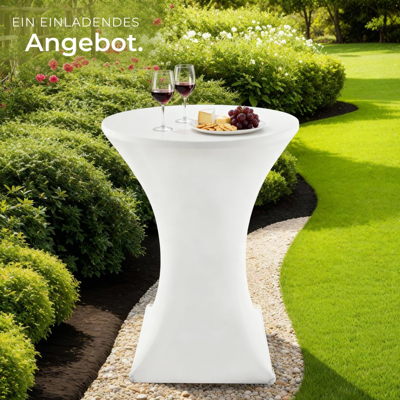 tectake Gastro-Bartisch, klappbarer Bistrotisch mit Abdeckung, Tischdurchmesser 80 cm, Bartisch mit MDF-Tischplatte, klappbarer Gartentisch, Klapptisch, rund, Stahlgestell, stabil und robust, weiß, 1 Bartisch – Bild 9