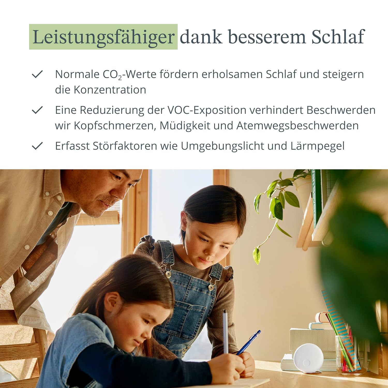 Airthings 321 Wave Enhance kompakter Raumluftqualitätsmonitor (CO2-, VOC-, Luftfeuchtigkeits-, Temperatur-, Druck- und Umgebungsgeräusch- und Lichtsensoren) für Schlafzimmer und Arbeitszimmer – Bild 4