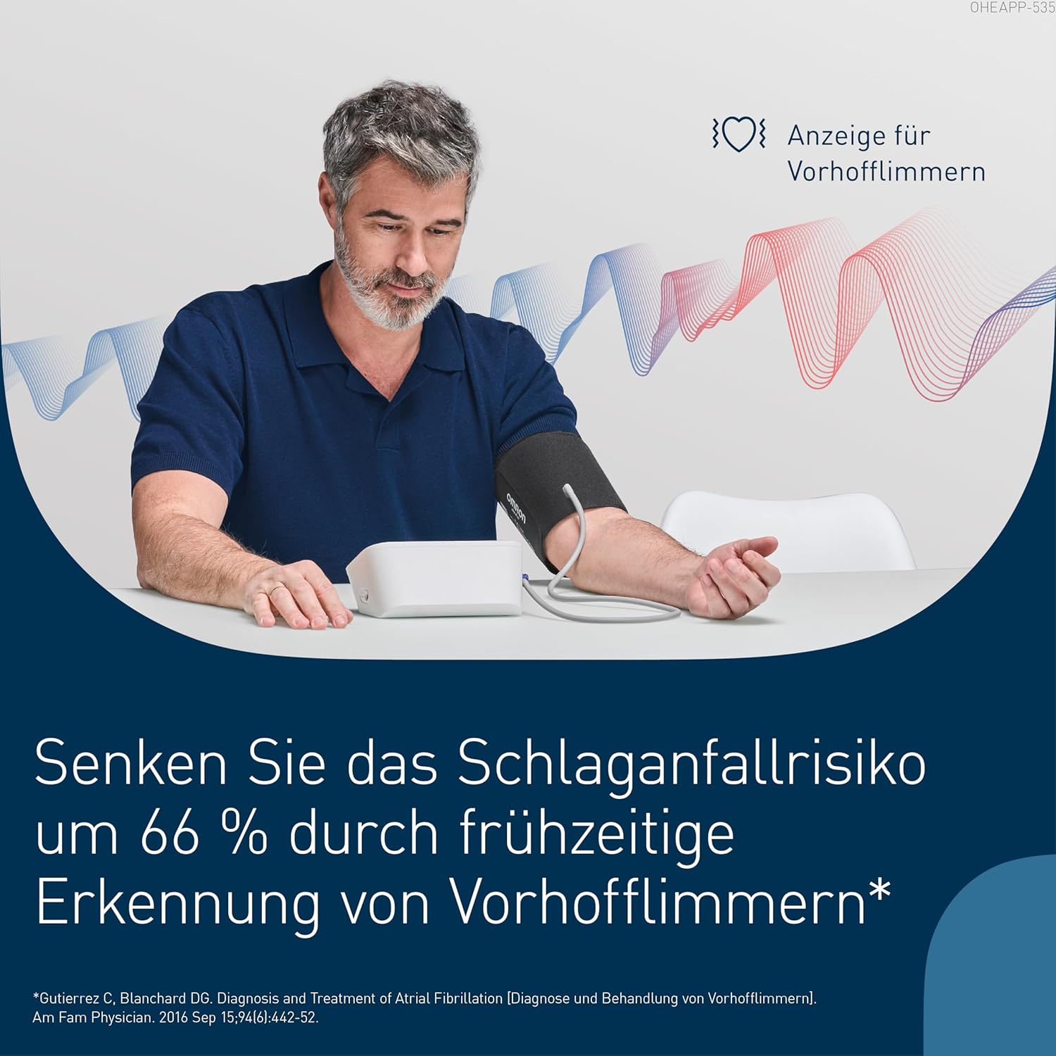 OMRON X7 Smart AFib Oberarm-Blutdruckmessgerät | Vorhofflimmern-Screening zu Hause Blutdruckkontrolle | Klinisch validiert | 2 Benutzer | Intelli Wrap-Manschette 22–42 cm | Kostenlose App – Bild 3