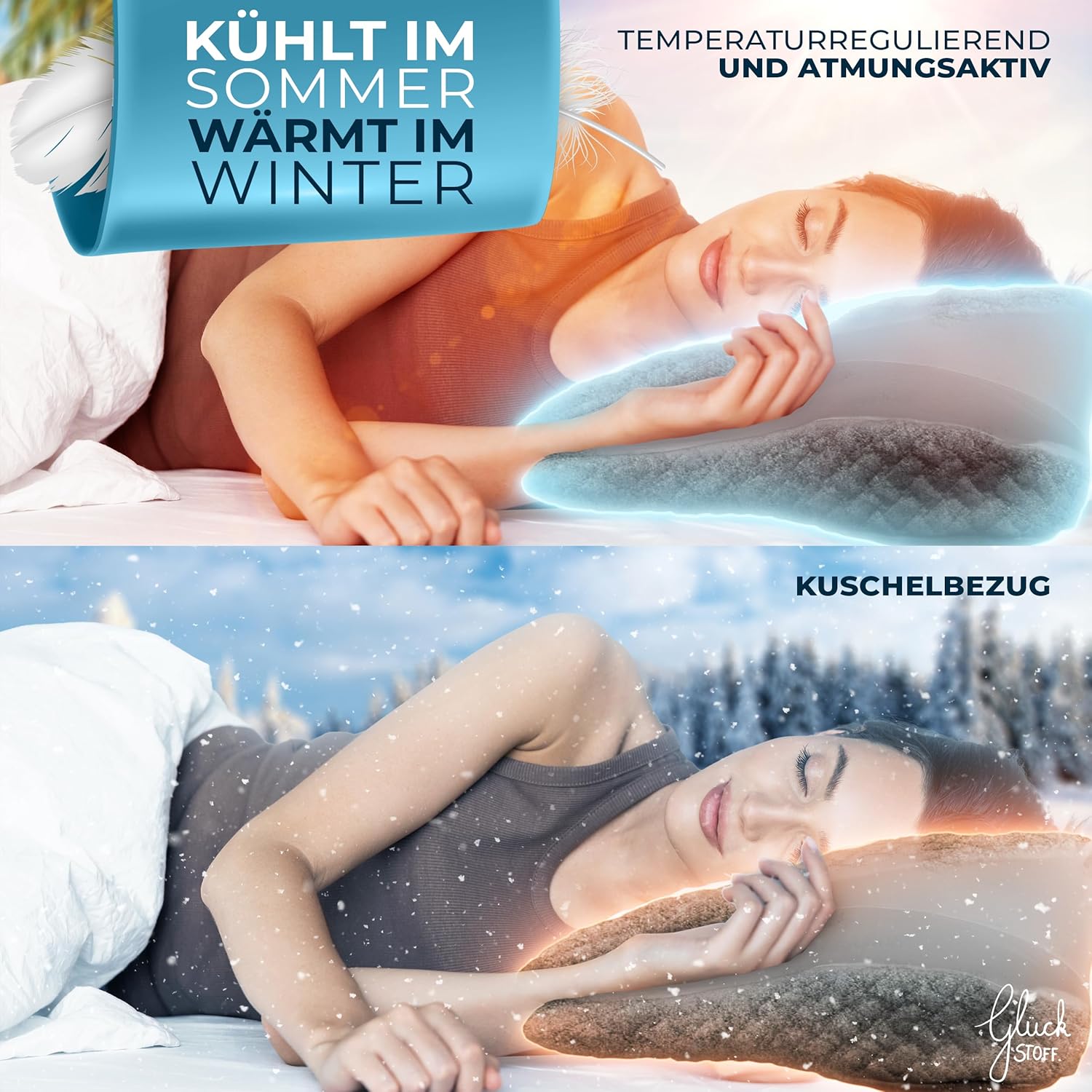Glückstoff Ergonomisches Kissen (für alle Schlaftypen), Nackenstützkissen aus Memory-Schaum, ergonomisches Kissen, Seitenschläferkissen, grau – Bild 5