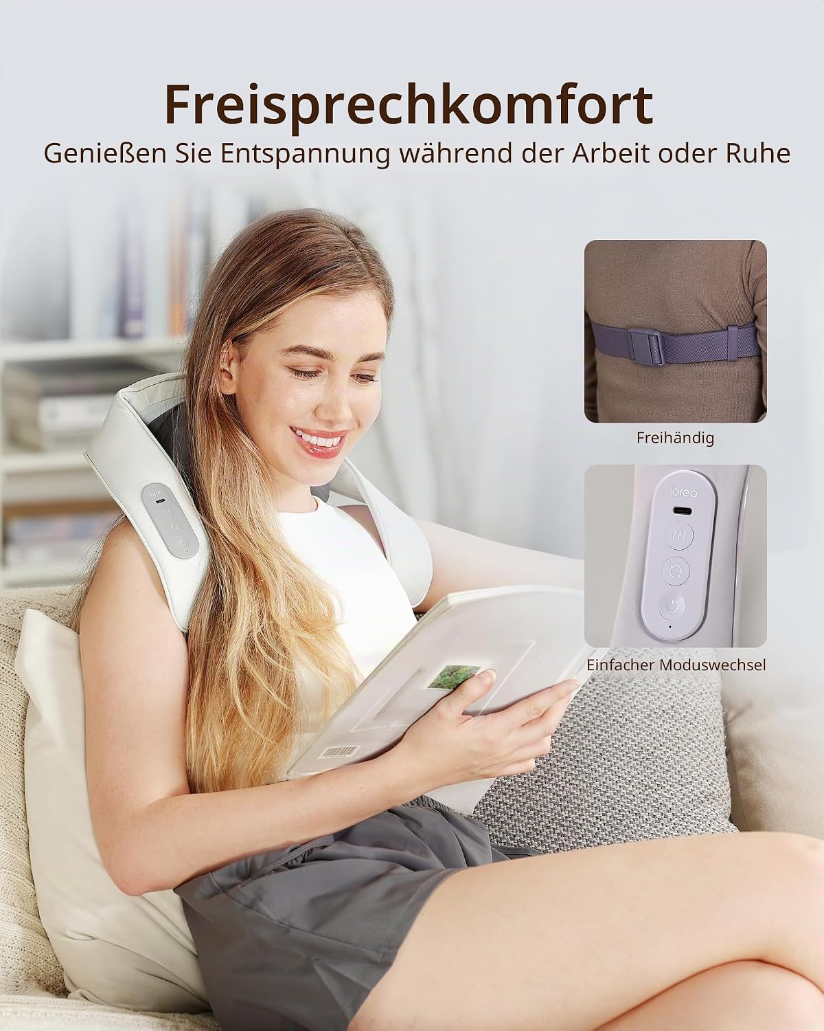 Kabelloses elektrisches Nackenmassagegerät mit Wärme, einstellbarer Abstand | Shiatsu-Massage, 3D-Tiefengewebeknetung, wiederaufladbar und mehrere Modelle zur Schmerzlinderung – Bild 6