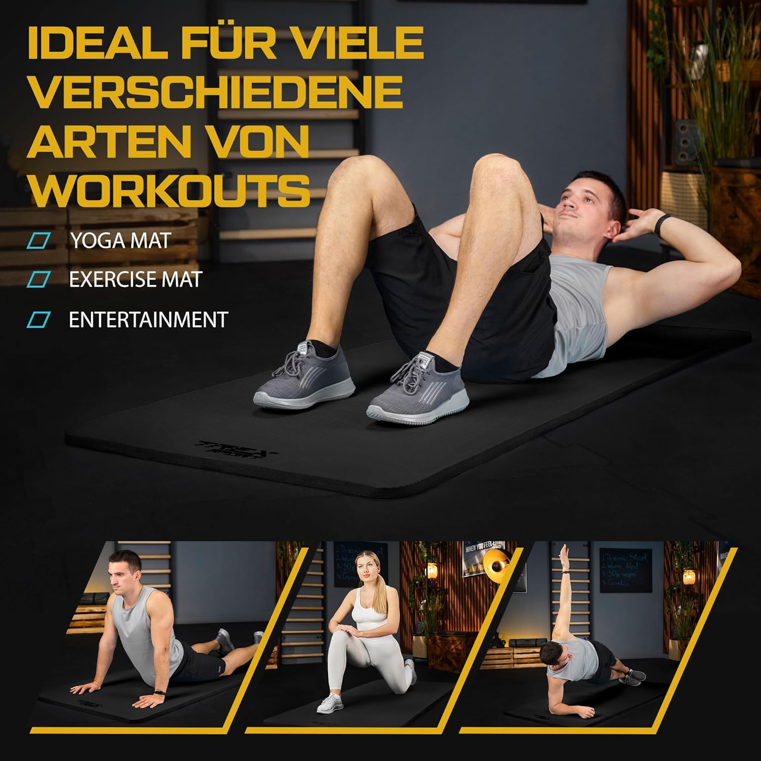 TREX SPORT Gymnastikmatte Fitnessmatte 2 cm TX-029NGM NBR Yogamatte Pilates 190 x 80 x 2 cm Trainingsmatte rutschfeste wasserdichte Sportmatte – Bild 6