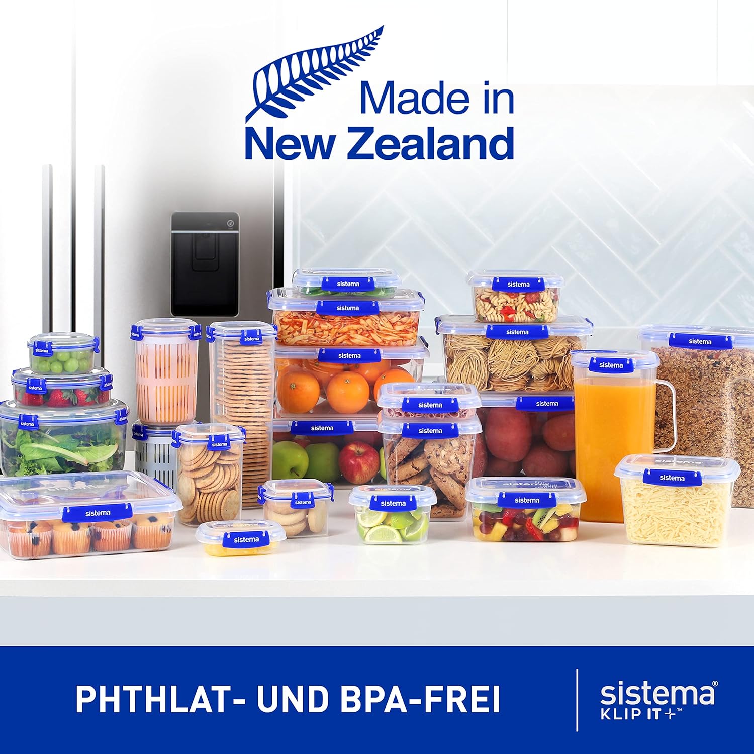 Sistema Klip It Plus Frischhaltedosen-Set, 2,2 Liter, auslaufsichere, stapelbare und luftdichte Vorratsdosen mit Deckel, geeignet für Kühl-/Gefrierschrank, BPA-freier Kunststoff, 3 Stück – Bild 7