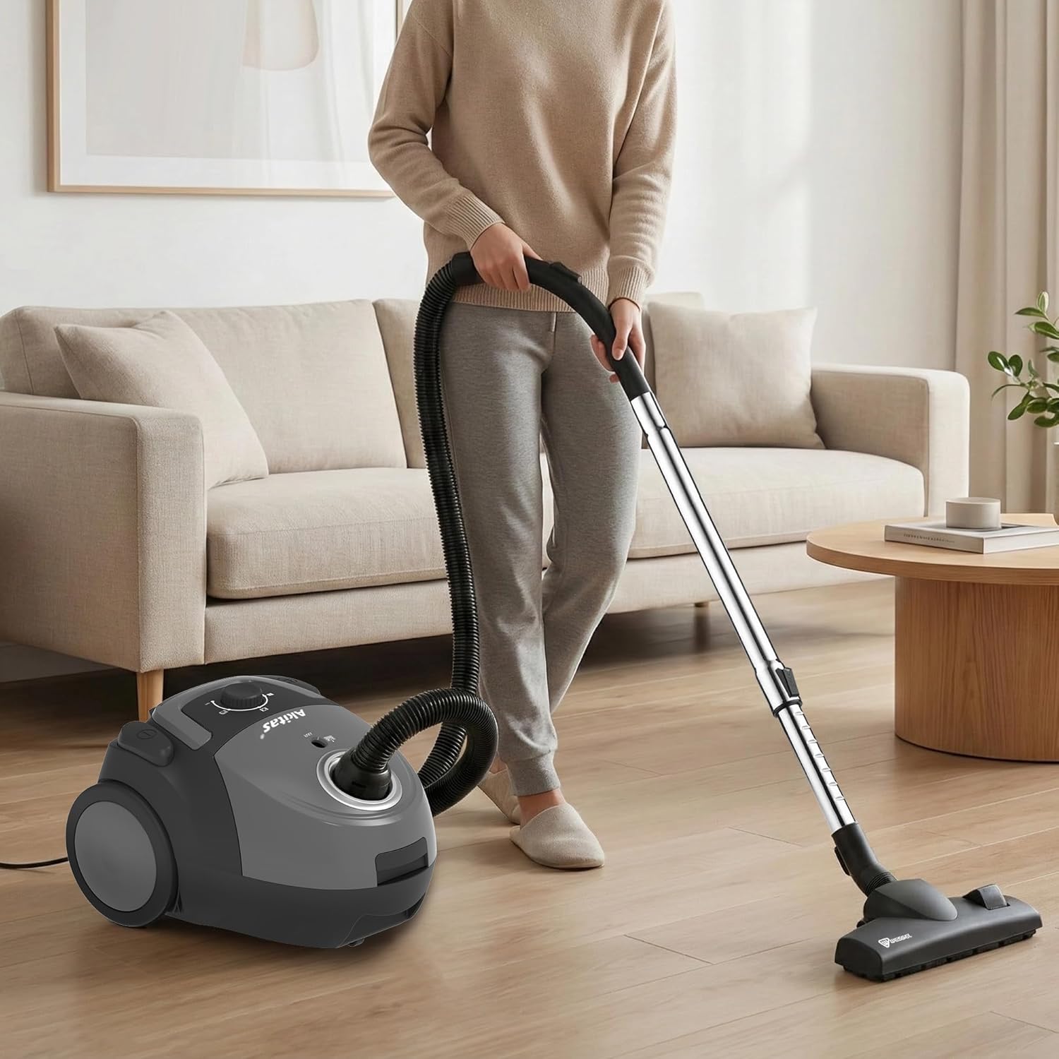 Akitas C5 Staubsauger mit Beutel, 850 W starke Saugleistung, 9 m Aktionsradius, HEPA-Filter für Allergiker und Haustiere, Wessel-Werk Bodendüse, inklusive 3 Zubehörteilen, kompakt und leicht – Bild 2