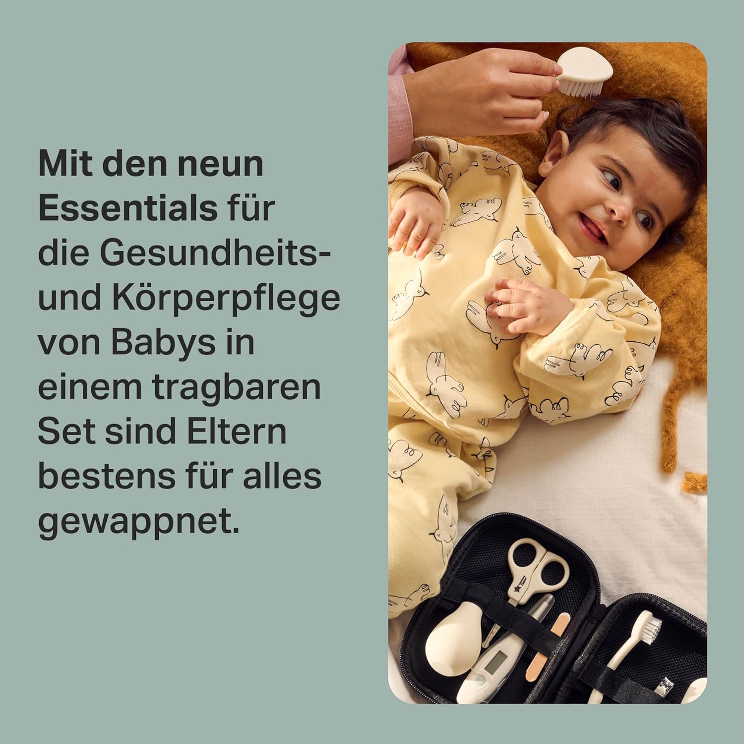 Tommee Tippee Baby-Pflegeset, 9 x unverzichtbare Neugeborenen-Pflegeartikel für zu Hause und auf Reisen, abwischbares und wasserdichtes Reiseetui (Design kann variieren) – Bild 3