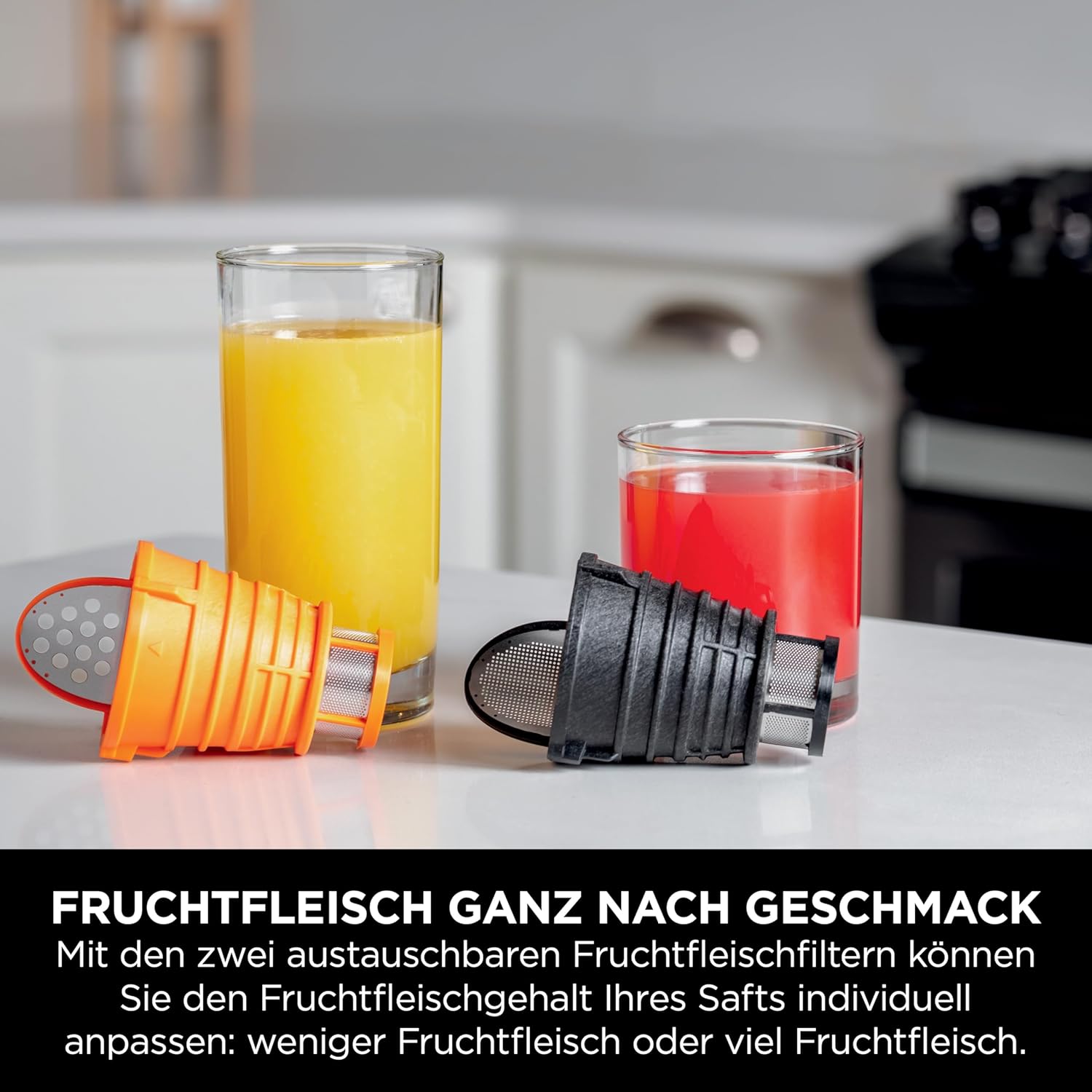 Ninja Kaltpress-Entsafter für Gemüse und Obst mit 700-ml-Becher und 1,1-l-Fruchtfleischbehälter, für frische Säfte, Getränke und Wellness-Shots, kompakt, spülmaschinenfest und abnehmbare Teile, Grau JC151EU – Bild 3