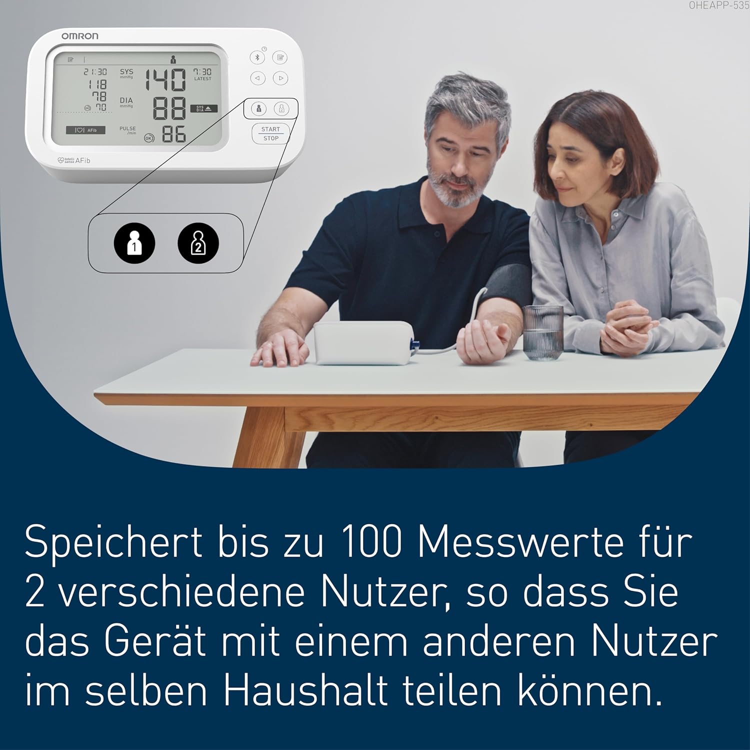 OMRON X7 Smart AFib Oberarm-Blutdruckmessgerät | Vorhofflimmern-Screening zu Hause Blutdruckkontrolle | Klinisch validiert | 2 Benutzer | Intelli Wrap-Manschette 22–42 cm | Kostenlose App – Bild 5