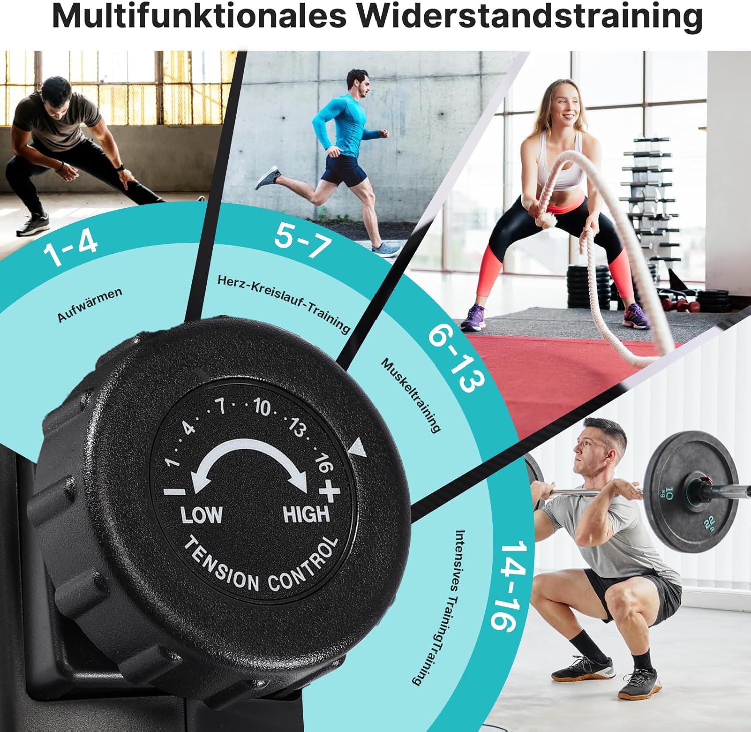 Wenoker Ergometer Liege- Heimtrainer mit Magnetbremse, Pulssensoren und LCD-Display, 16 Widerstandsstufen bis 160KG, Sitzergometer mit Rückenlehne für Senioren – Bild 2