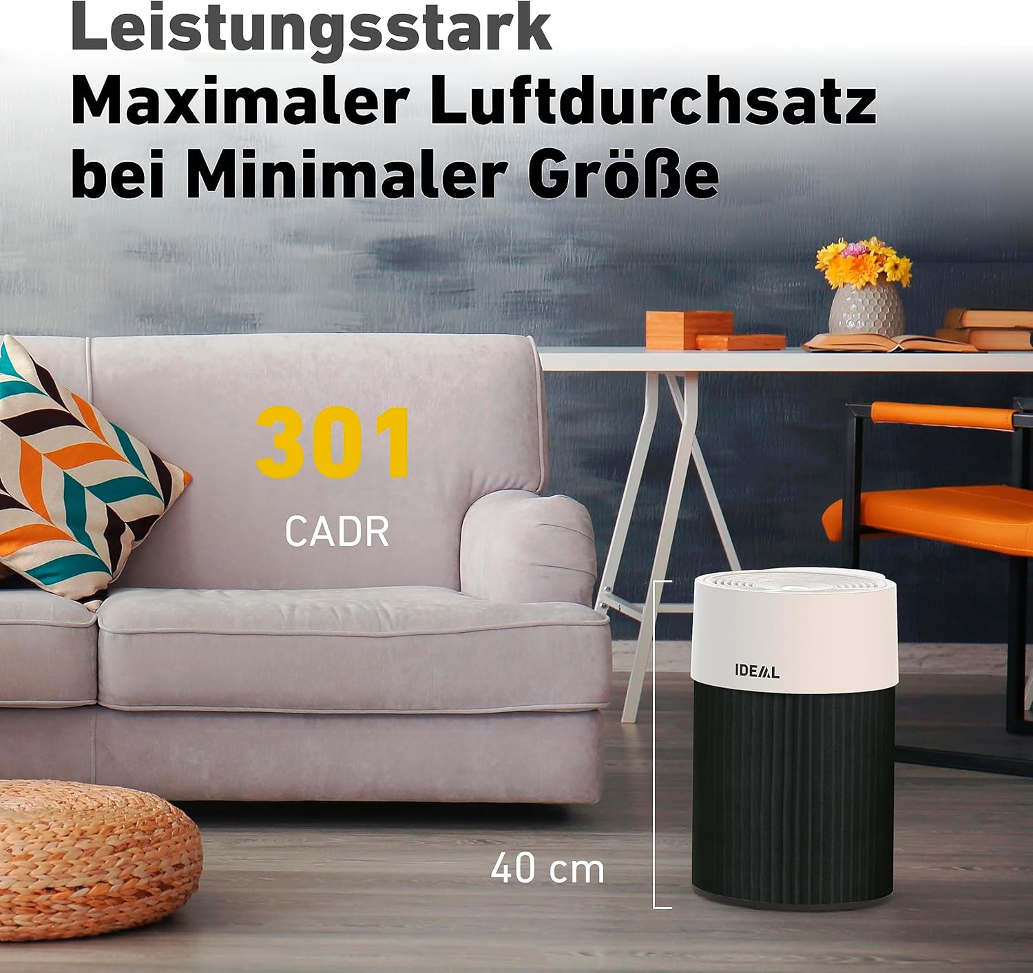 IDEAL - Luftreiniger AP30 PRO bis 40 m² | Hergestellt in Deutschland | 99,99 % Filterleistung HEPA-Filter & Aktivkohlefilter | CADR 301 m³/h, Gegen Allergene, Pollen, Bakterien, Zigarettenrauch usw. – Bild 3