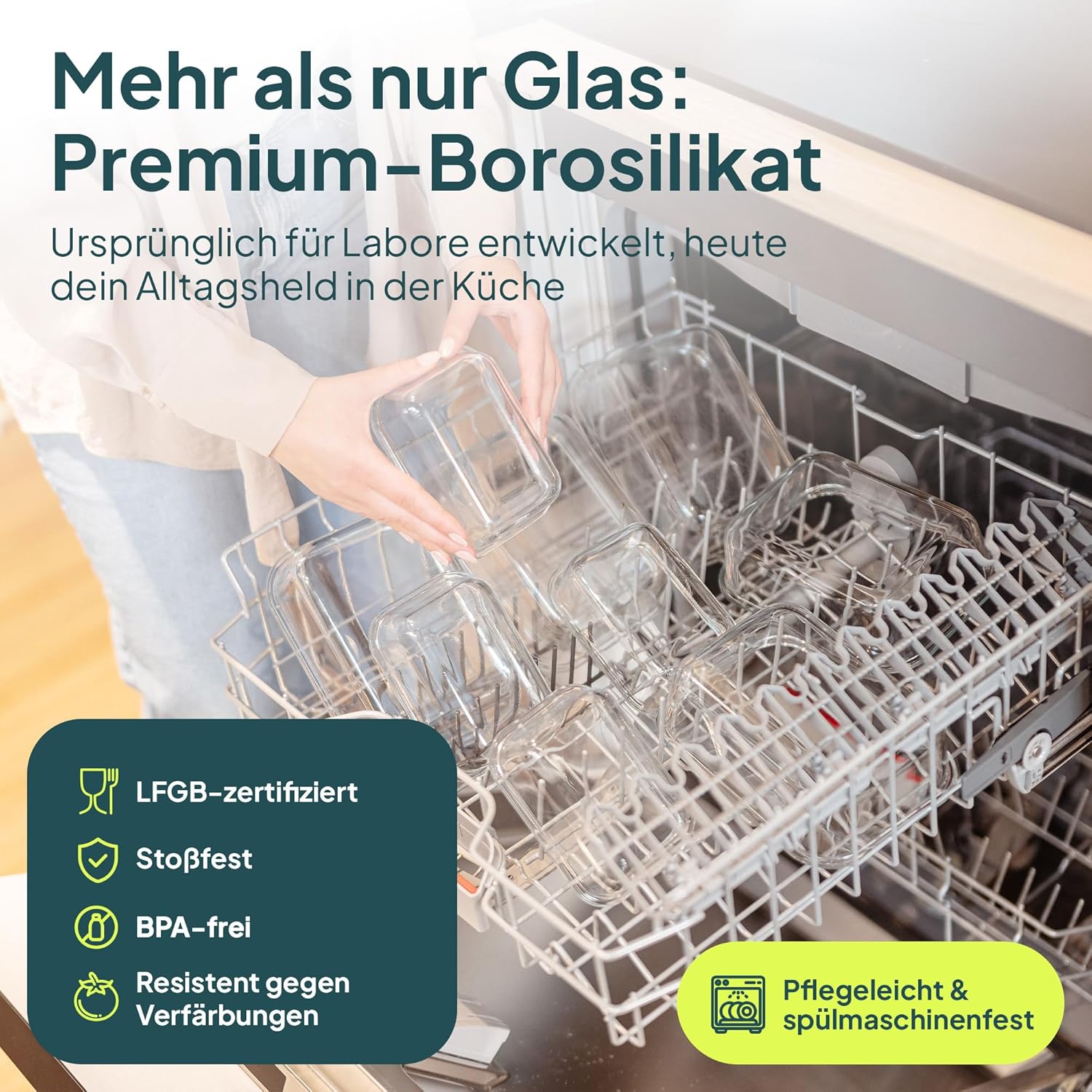 uandu Glasbehälter mit Deckel, 24-teiliges Borosilikatglas mit Deckel, Meal-Prep-Gläser, Frischhaltedosen aus Glas mit Deckel, Glasdosen mit Deckel-Set, Meal-Prep-Boxen aus Glas (12 Behälter, 12 Deckel) – Bild 6
