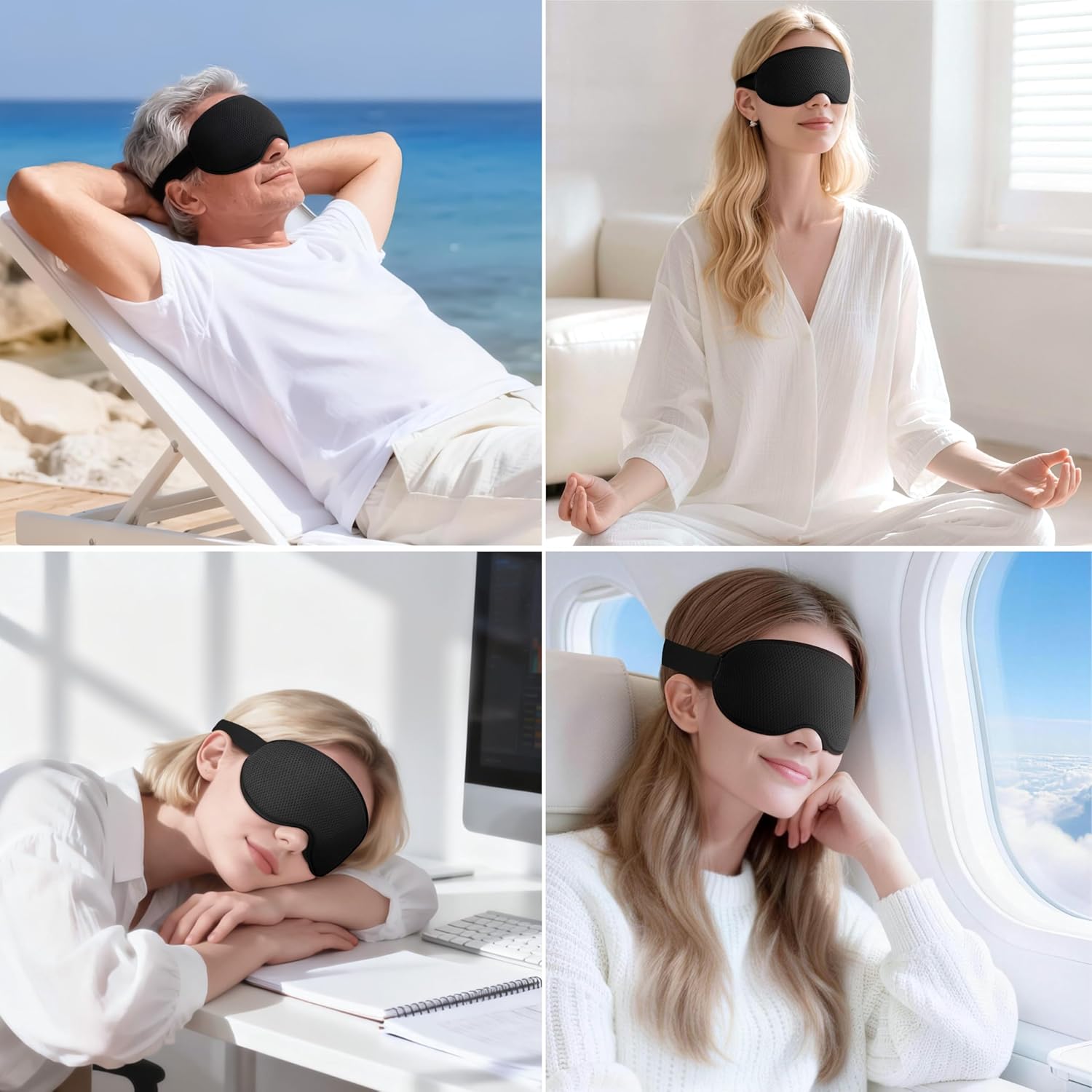 Gritin Schlafmaske für Seitenschläfer, Männer und Frauen, bequem, verbesserte 3D-Schlafmaske mit verstellbarem Gummiband, atmungsaktive Lichtblockierung, ergonomische Augenmaske für Nickerchen, Flugzeuge usw. – Bild 9