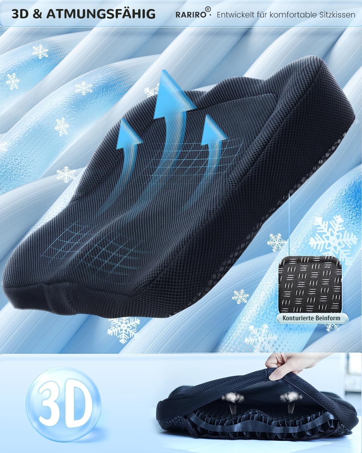 Gelkissen Sitzkissen Wabenstruktur Ergonomischer Bürostuhl Schreibtischstuhl Rollstuhl Autostuhl Softsitter Gel Sitzkissen Sitzerhöhung Stuhl – Bild 5