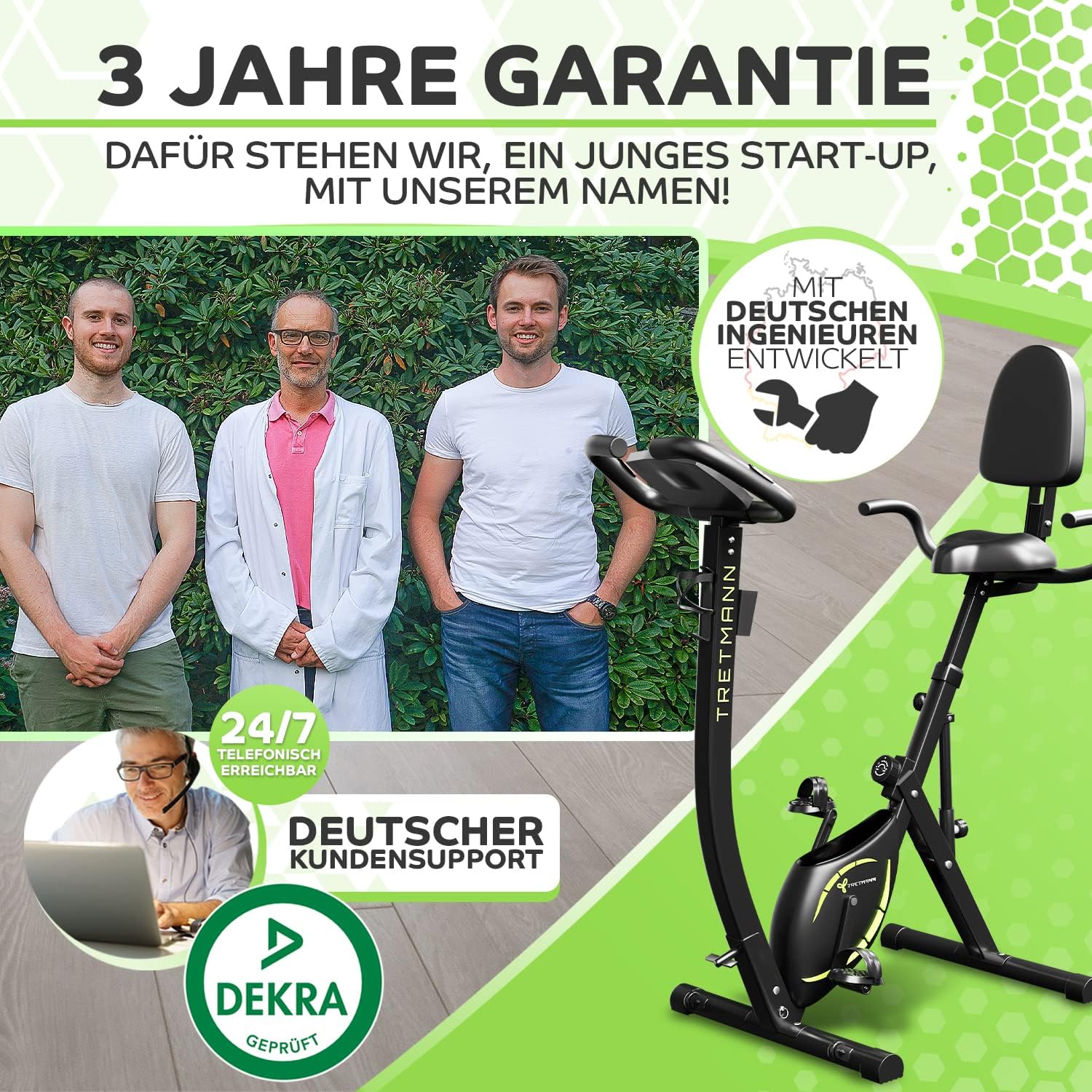 Tretmann 3-in-1-Klapp-Heimtrainer – Extra leise & komfortabel – (SoftFoam) Dekra-geprüft – mit tiefem Einstieg. Heimtrainer, Fahrrad-Ergometer, Heimtrainer, faltbare Heimfitness-Fahrräder – Bild 7