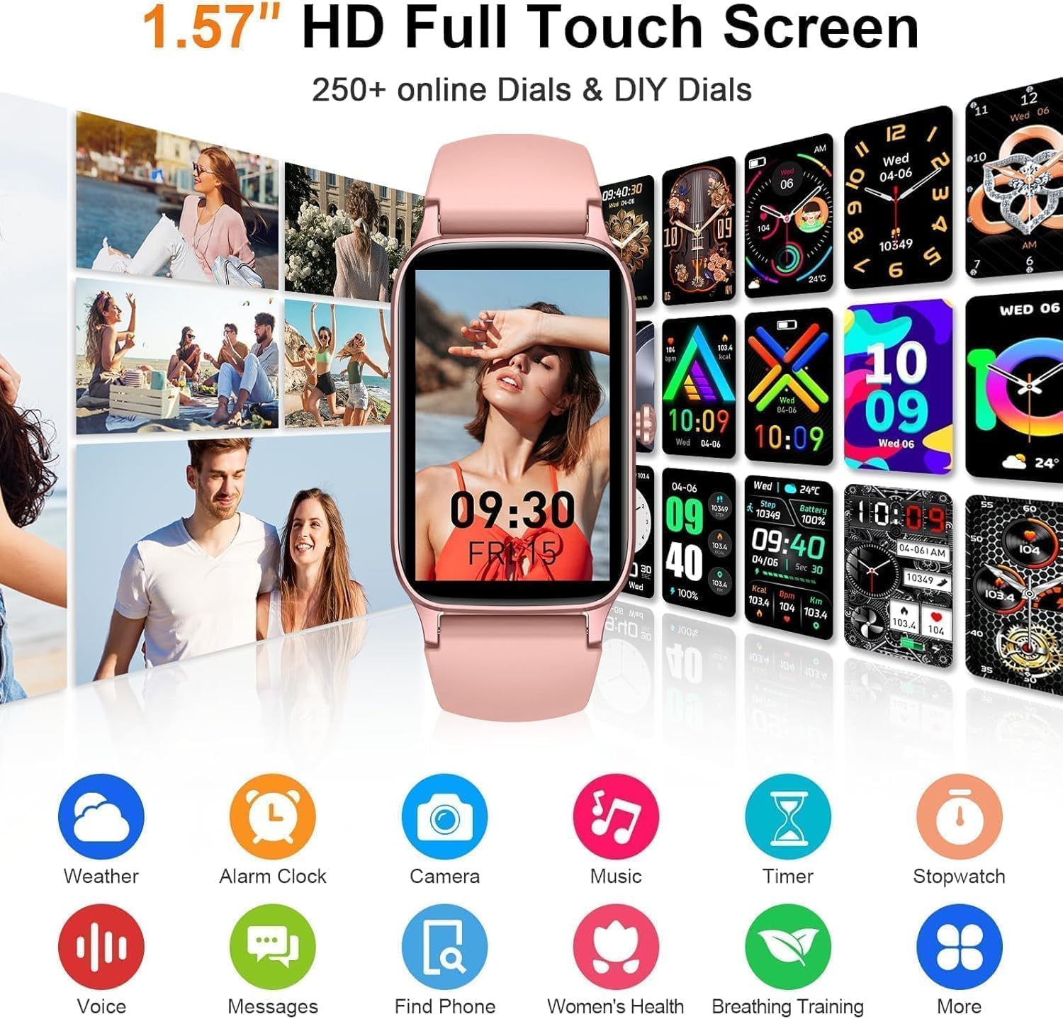 Soudorv Smartwatch Herren Damen, 1,57" HD Fitnessuhr Herren mit Telefonfunktion, Wasserdicht Aktivitätstracker 110+ Sportmodi, Fitness Tracker mit Schlafmonitor Schrittzähler, Uhr für Android/iOS – Bild 2