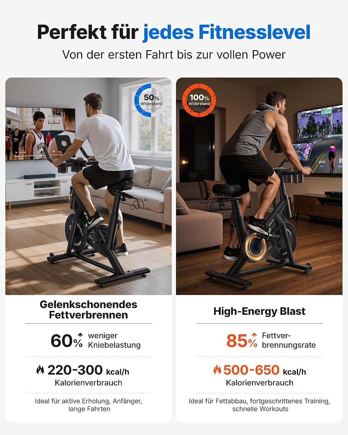 MERACH Heimtrainer mit einstellbarem Widerstand, leises Heimtrainer-Fahrrad mit verbessertem LED-Monitor, Tablet-Halterung, Indoor-Cycling-Fahrrad für Cardio-Training zu Hause, eigene App, bis zu 136 kg – Bild 6