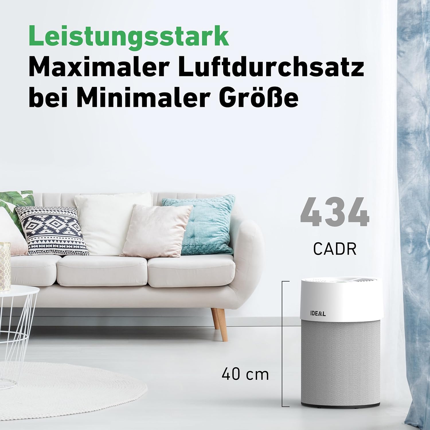 IDEAL - AP40 PRO Luftreiniger bis 50m² | Hergestellt in Deutschland | HEPA-Filter und Aktivkohlefilter, CADR 434 m³/h, 99,99 % Filterleistung (Feinstaub, Allergene, Pollen, Bakterien, Zigarettenrauch, ...) – Bild 5