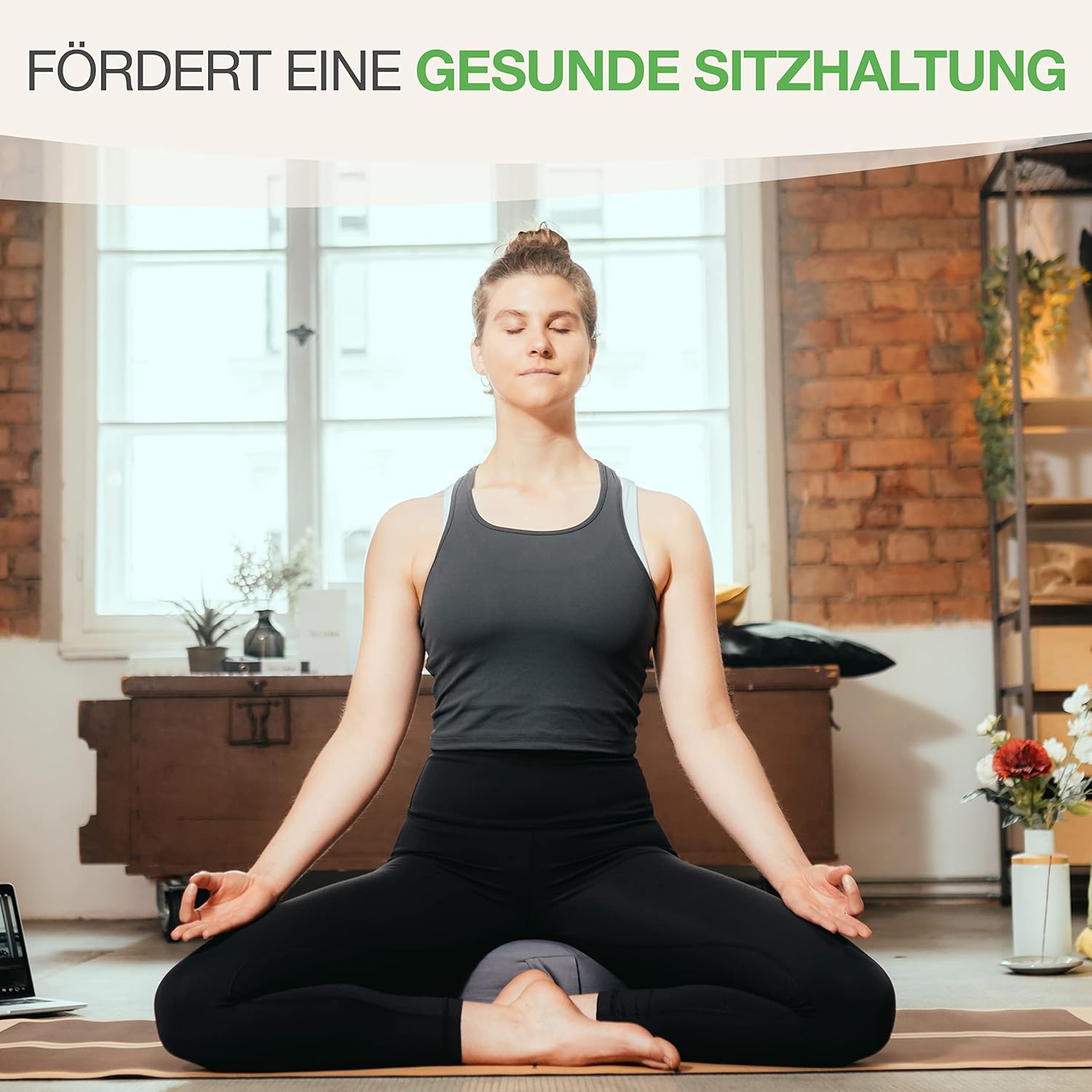 Backlaxx Yogakissen Meditationskissen XL 35 cm 30 % mehr Sitzfläche 15 cm hoch mit Buchweizenfüllung Yoga Sitzkissen Unterlage Perfektes Meditationszubehör Yogakissen rund inkl. Videokurs – Bild 5