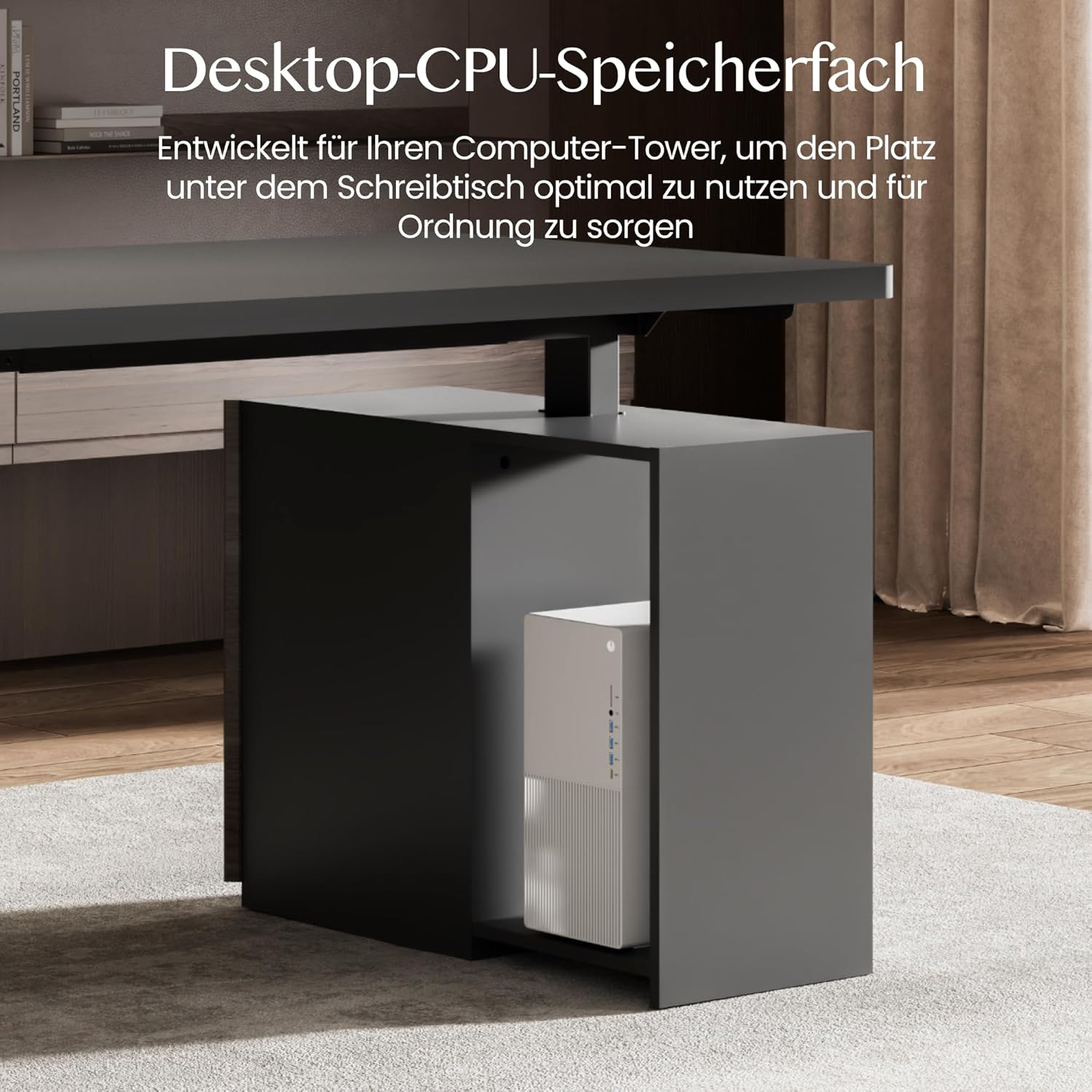 FLEXISPOT Höhenverstellbarer Schreibtisch, zweimotoriger elektrischer Schreibtisch, 25 mm einteilige Tischplatte, mit Untertischschublade und Stauraum, LED-Höhenanzeige mit Memory-Funktion, schwarz – Bild 6