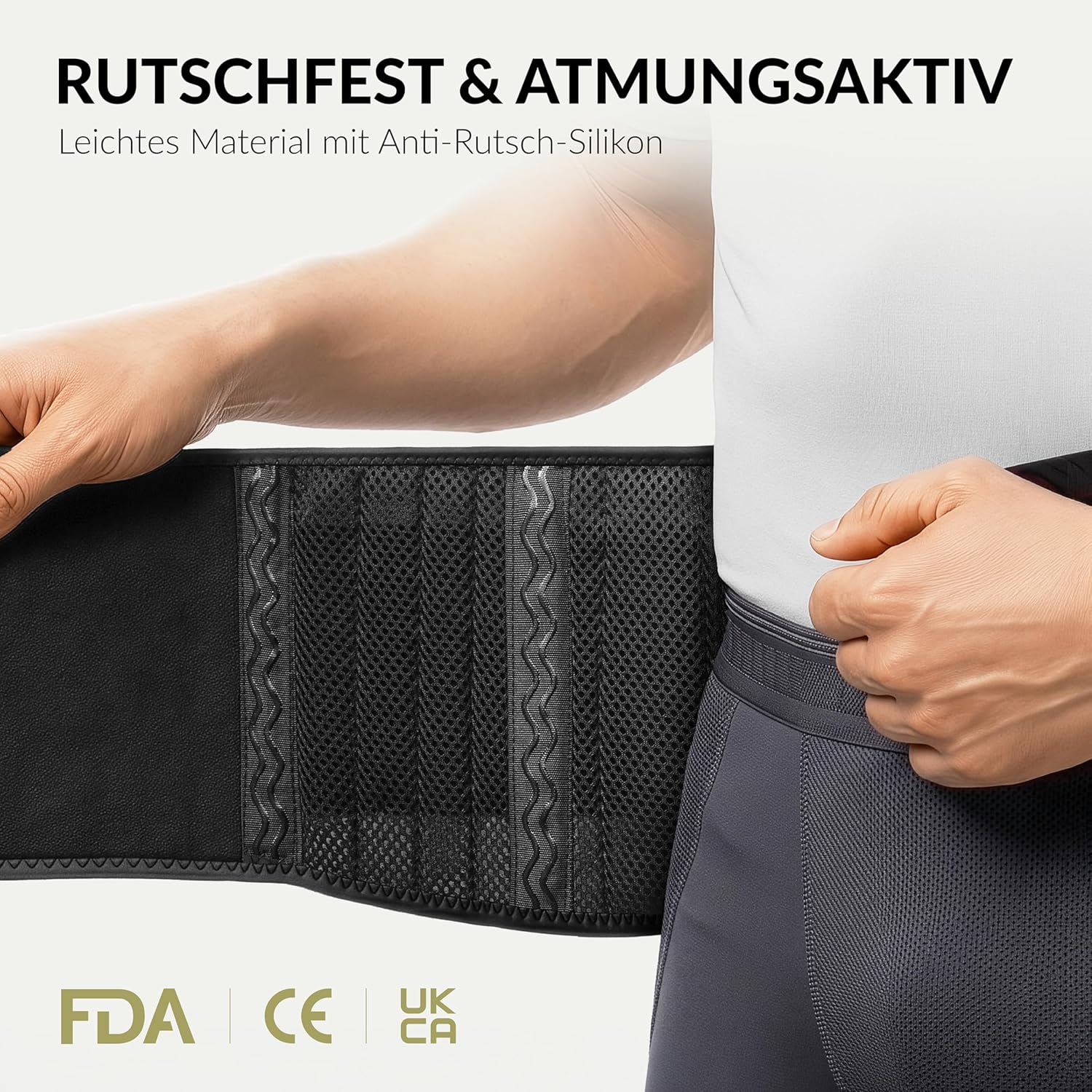 BraceUP Rückenstützgürtel – Atmungsaktive Rückenbandage, Lendenwirbelstütze für den unteren Rücken bei Ischias, Bandscheibenvorfall, Skoliose, mit doppelseitig verstellbaren Trägern (L/XL) – Bild 4