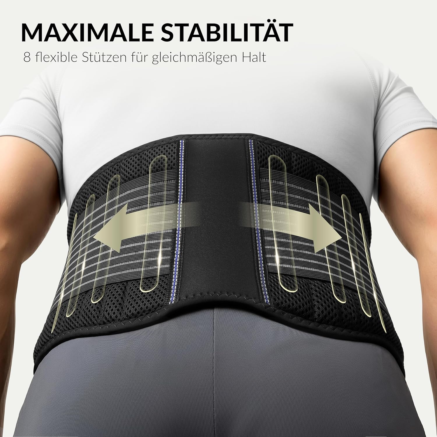 BraceUP Rückenstützgürtel – Atmungsaktive Rückenbandage, Lendenwirbelstütze für den unteren Rücken bei Ischias, Bandscheibenvorfall, Skoliose, mit doppelseitig verstellbaren Trägern (L/XL) – Bild 2
