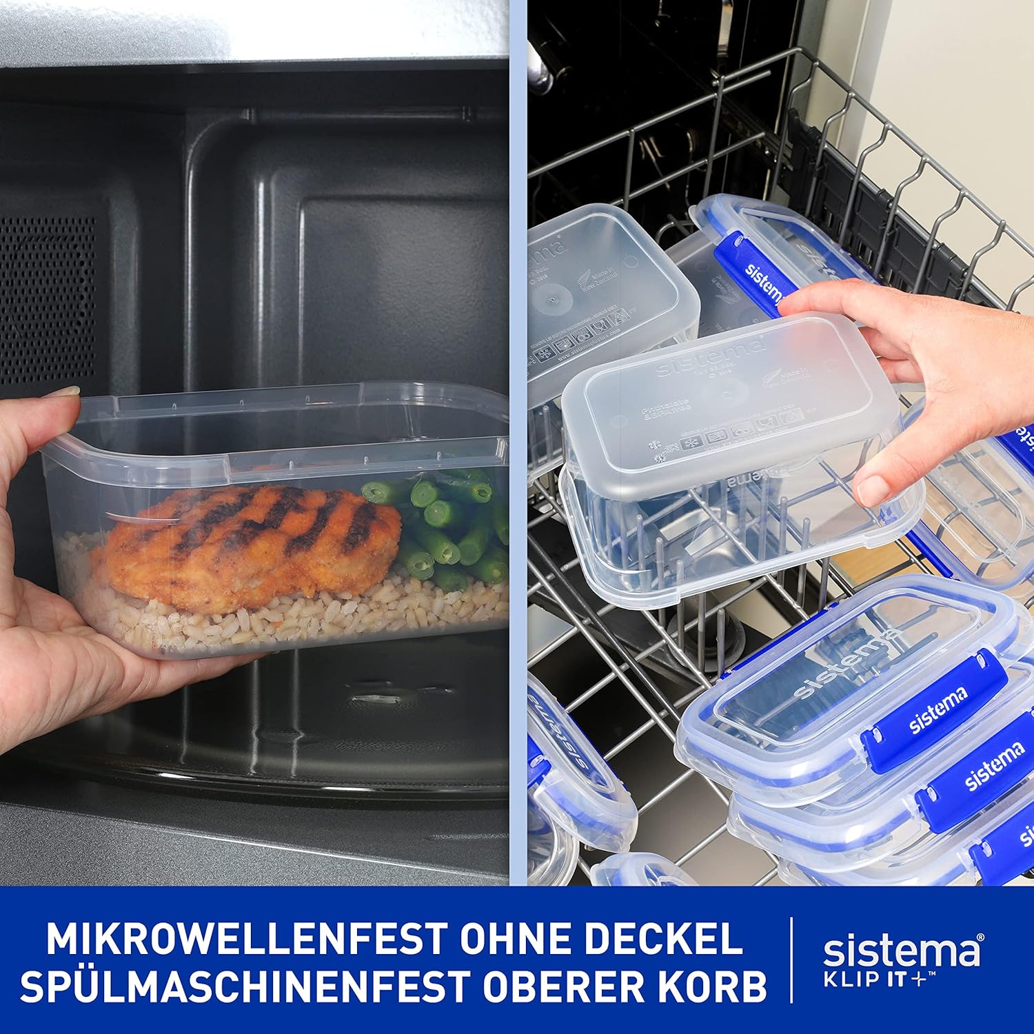Sistema Klip It Plus Frischhaltedosen-Set, 2,2 Liter, auslaufsichere, stapelbare und luftdichte Vorratsdosen mit Deckel, geeignet für Kühl-/Gefrierschrank, BPA-freier Kunststoff, 3 Stück – Bild 6
