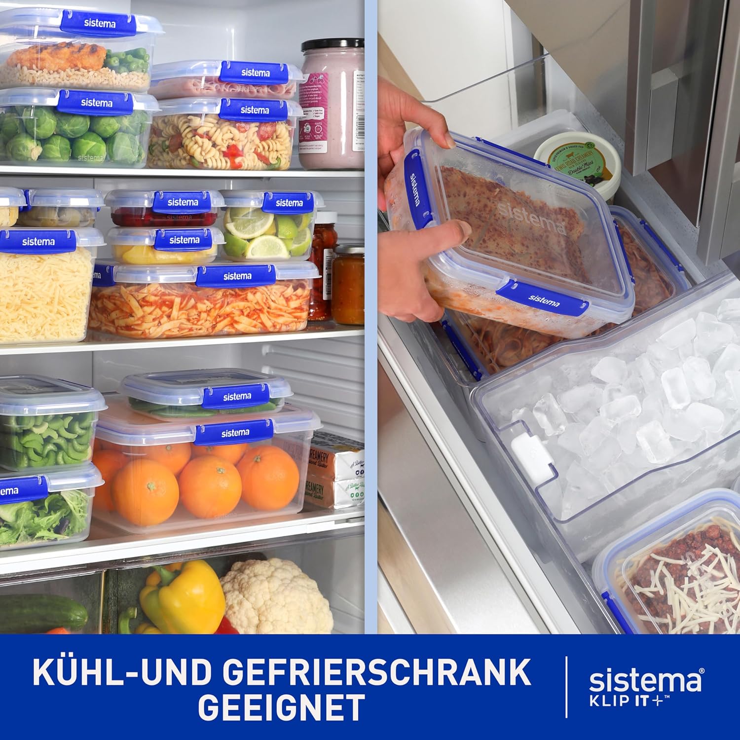 Sistema KLIP IT PLUS Frischhaltedosen-Set, 1 l, 4 luftdichte Behälter, auslaufsicherer Verschluss, einfach zu verschließende Clips, BPA-frei – Bild 4
